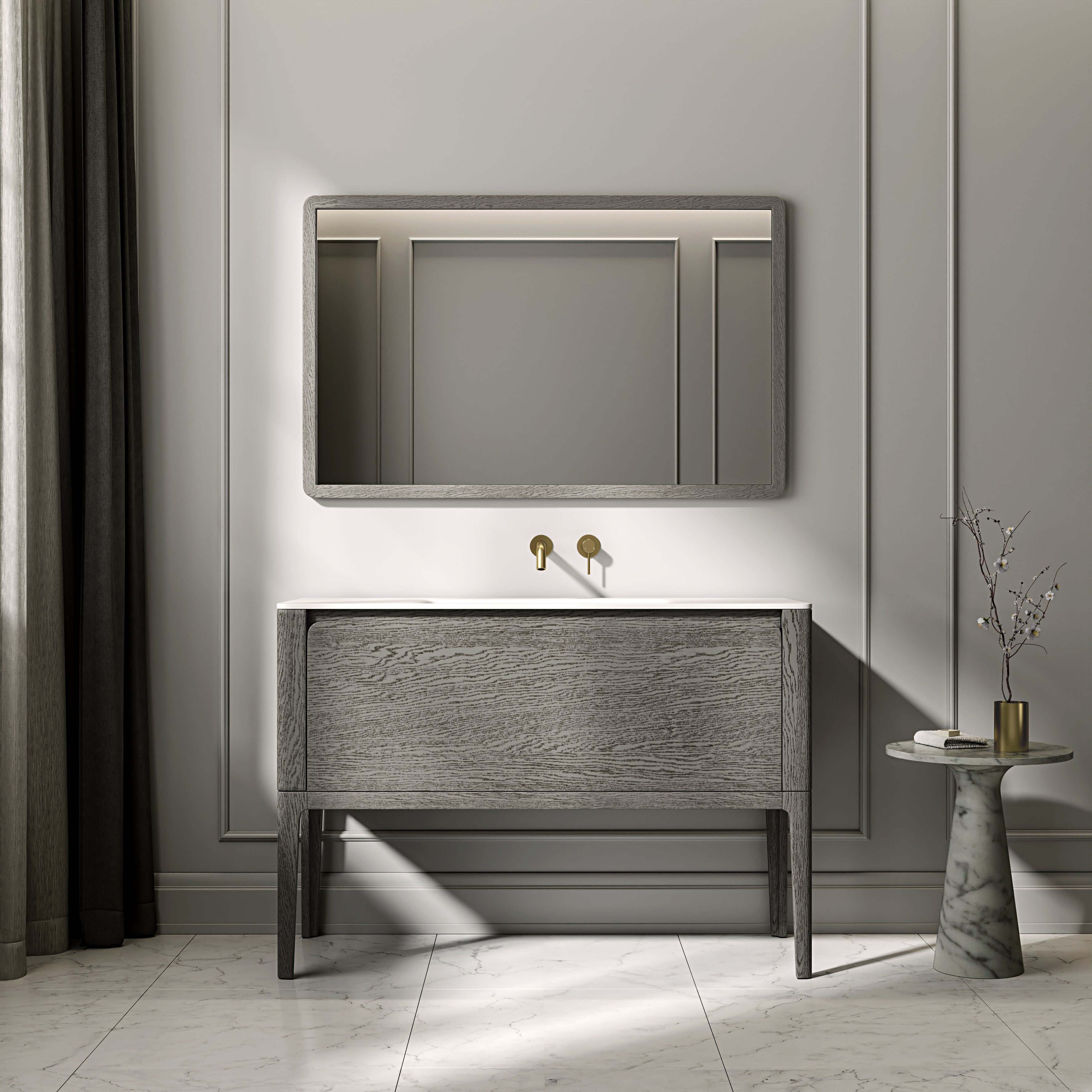 Jakarta Vanity Unit with Stone Basin (Grey Oak 1200mm)