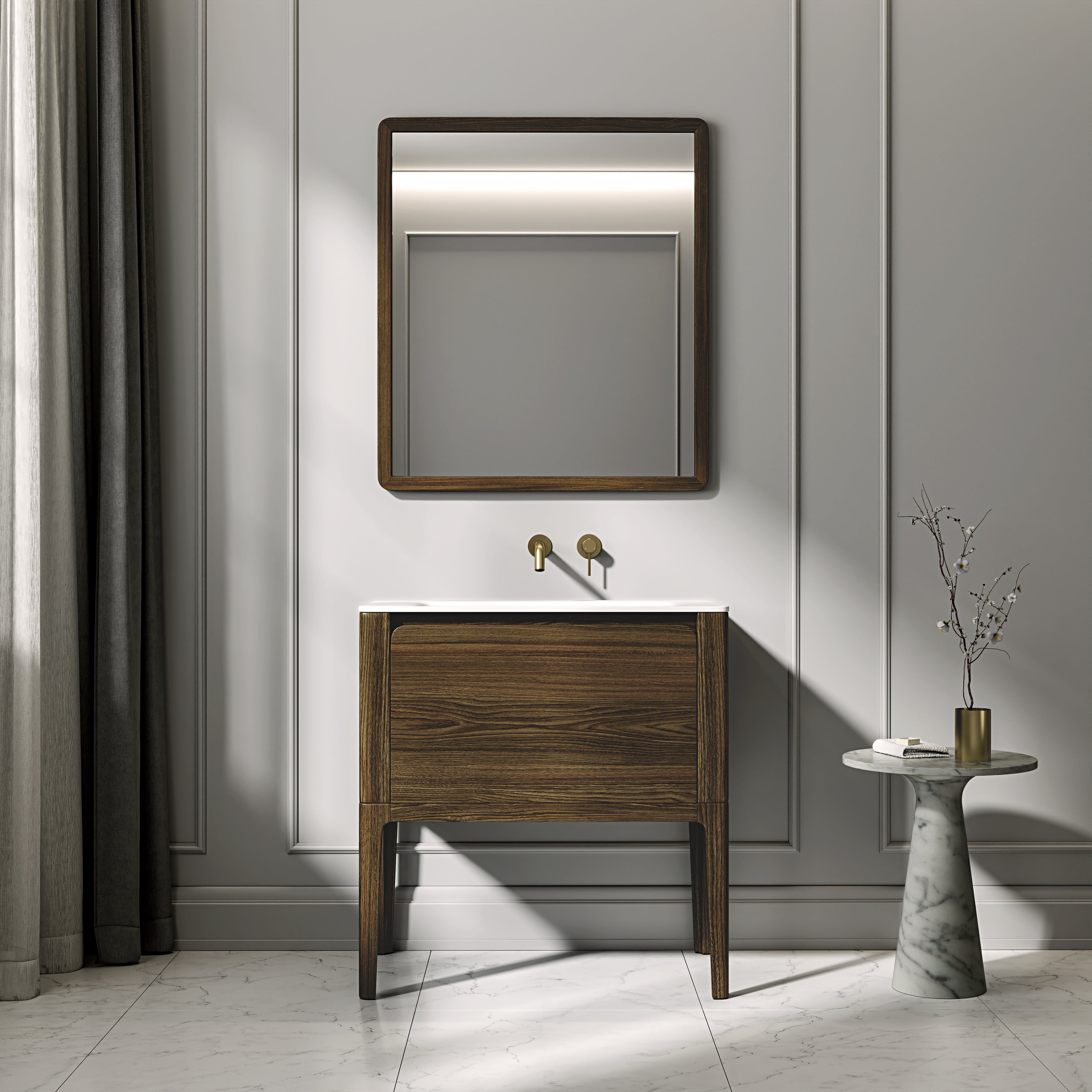 Jakarta Vanity Unit with Stone Basin (Dark Oak 800mm)