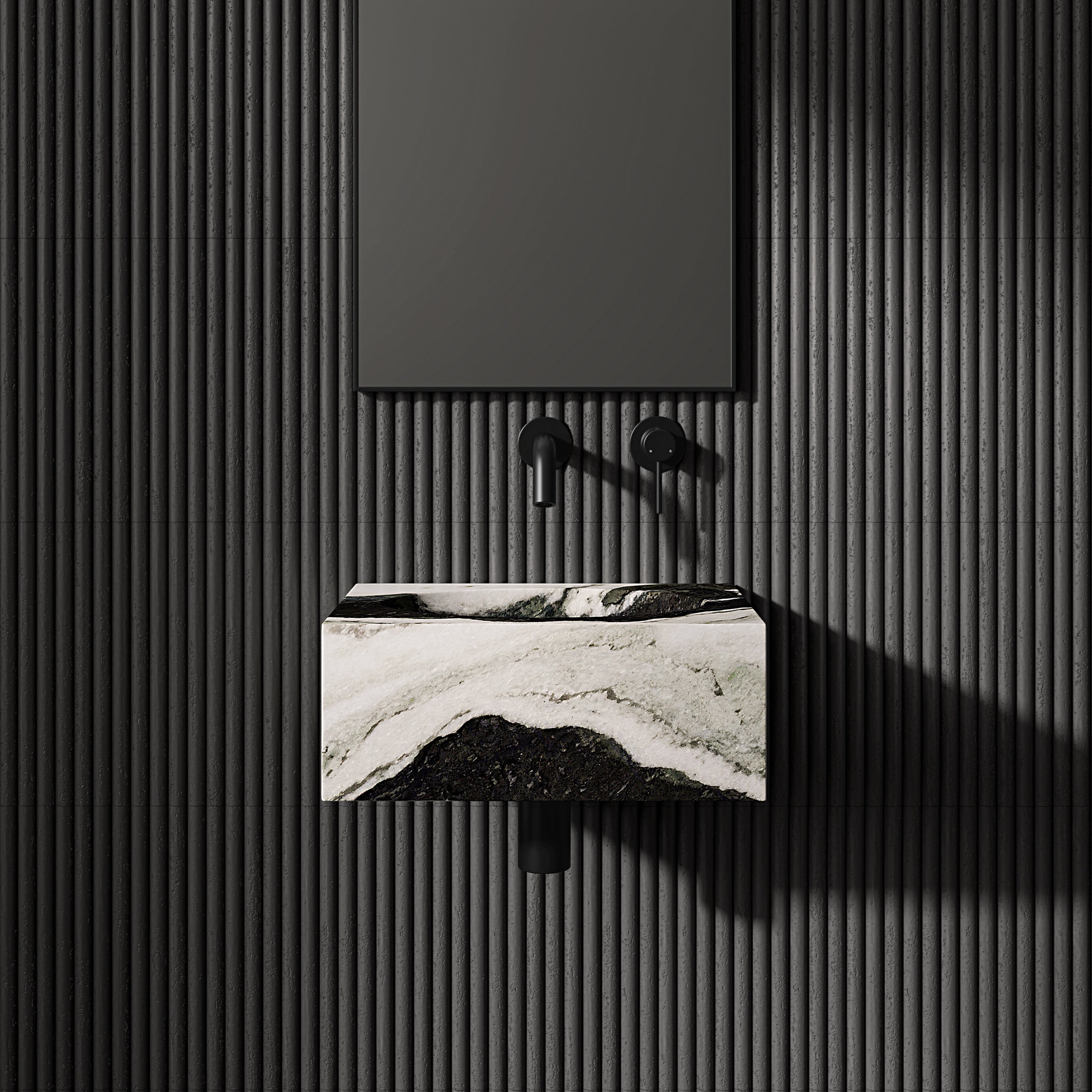Vienna Panda Marble Wall Hung Basin 400mm