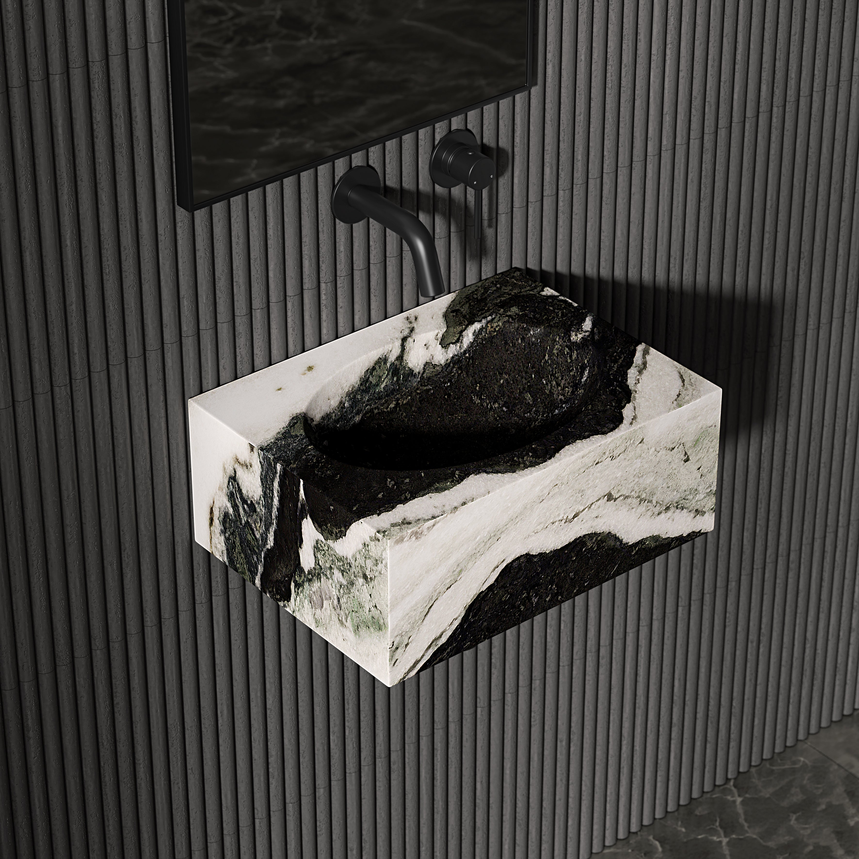 Vienna Panda Marble Wall Hung Basin 400mm