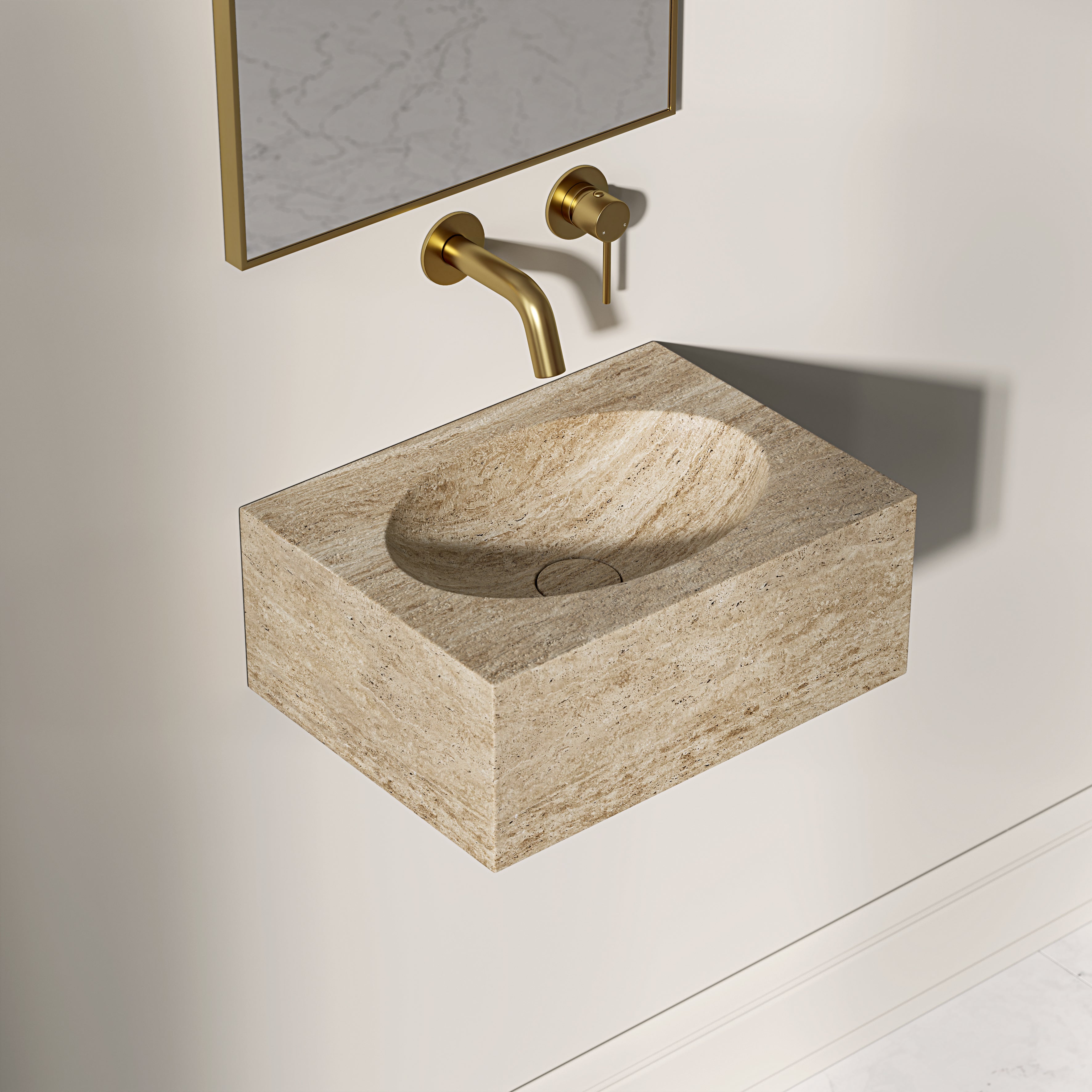 Vienna Travertine Marble Wall Hung Basin 400mm