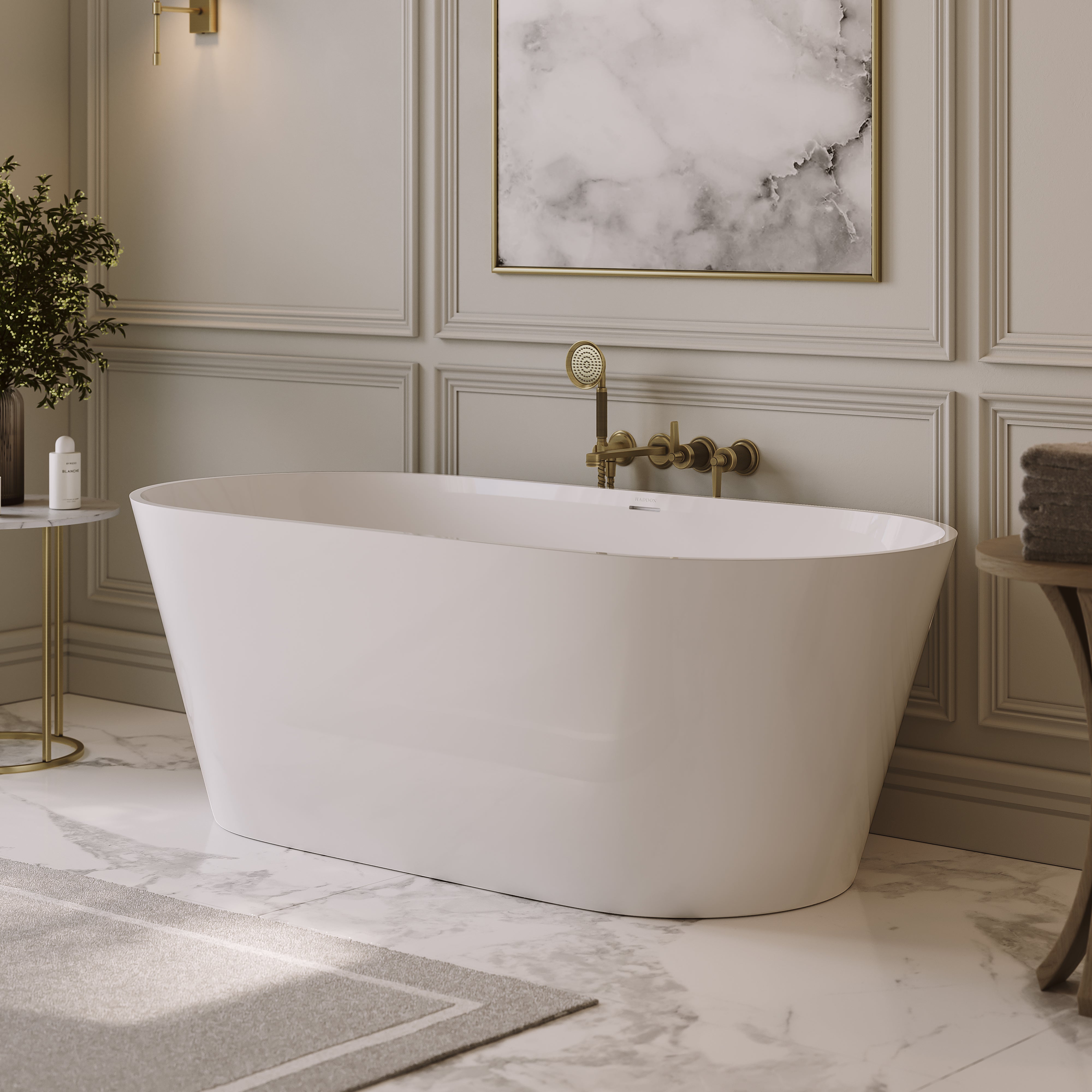 Waldorf Freestanding White Stone Bath 1600mm