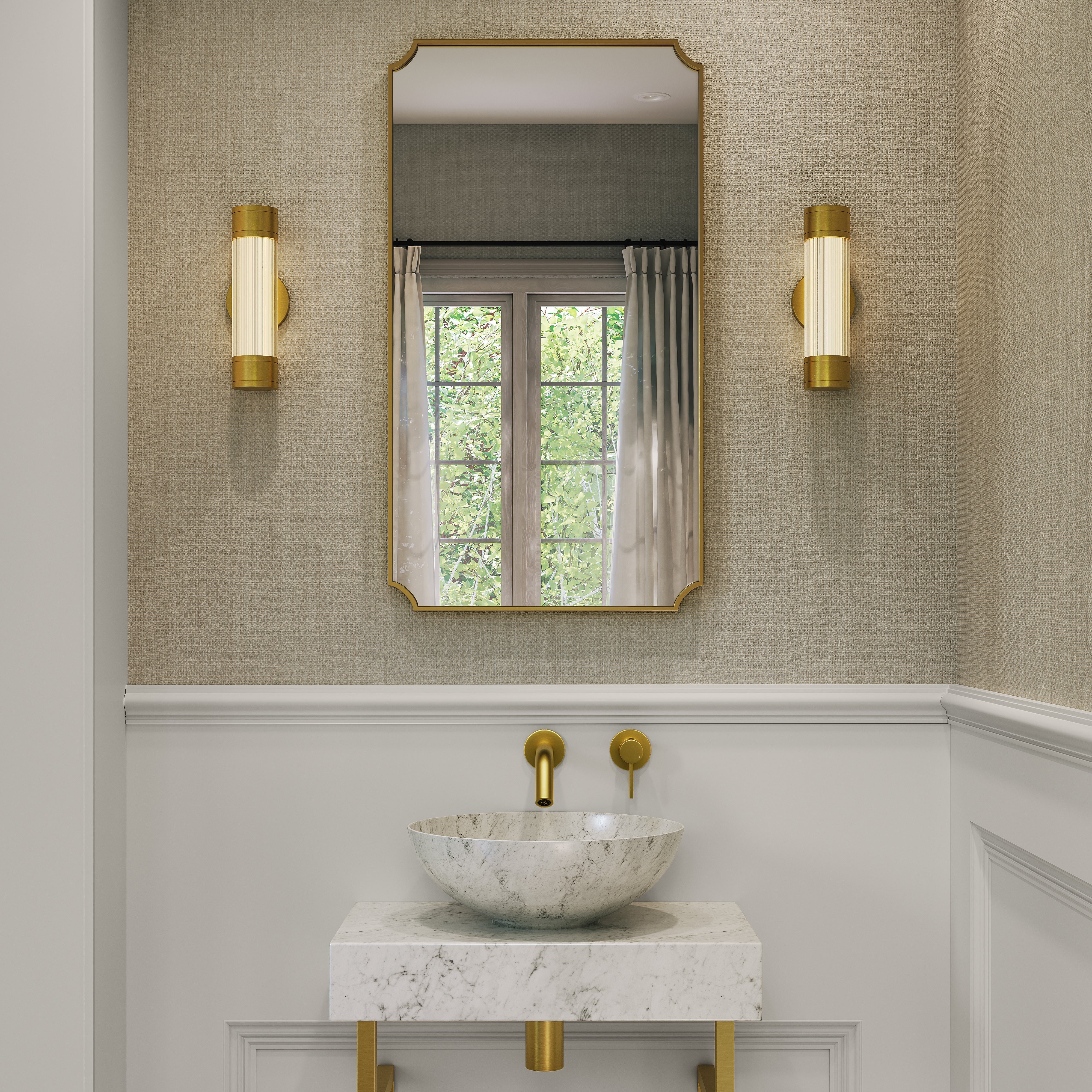 Windsor Brushed Gold Scalloped Mirror 900mm