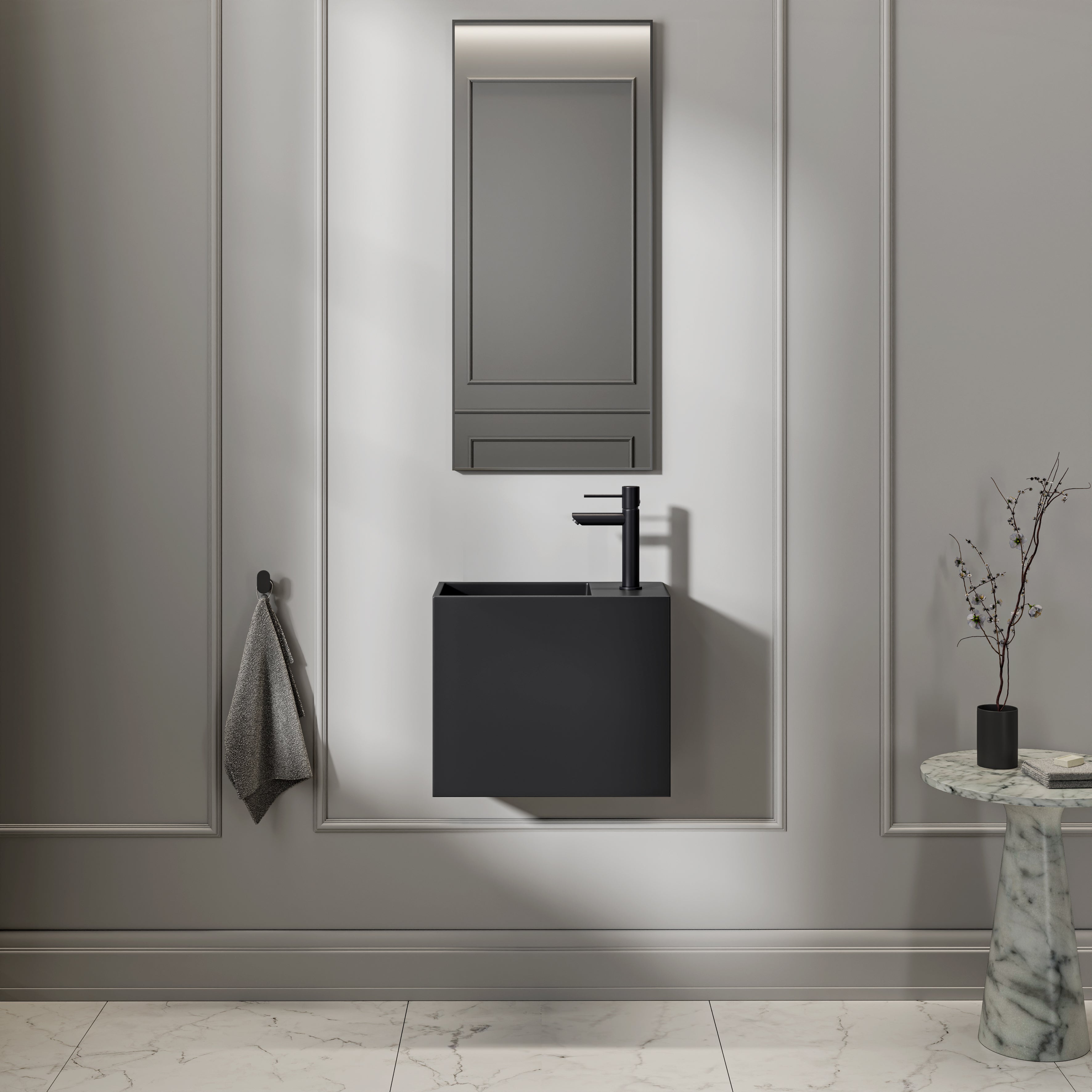 Kent Stone Basin Matte Black 450mm