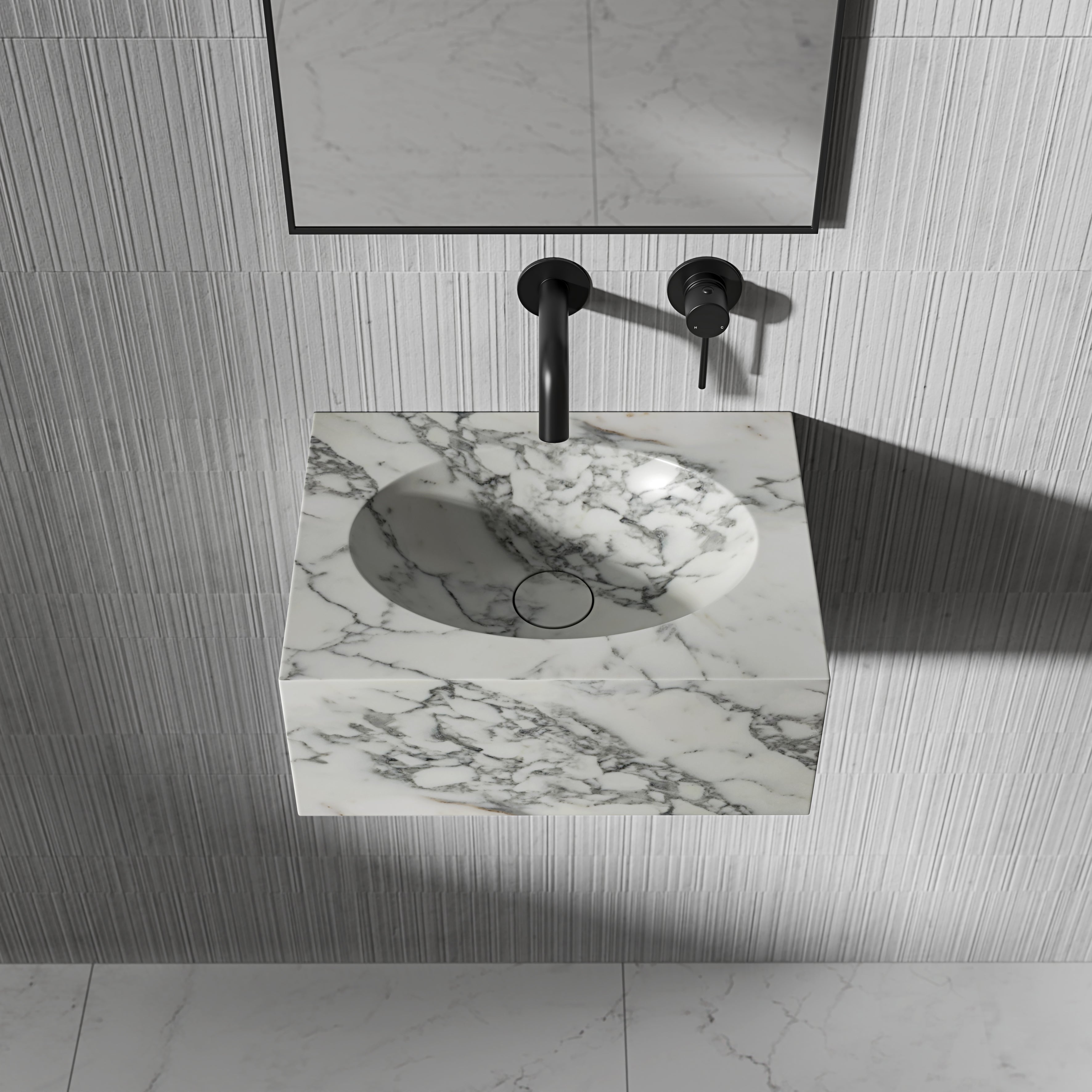 Vienna Arabescato Marble Wall Hung Basin 400mm