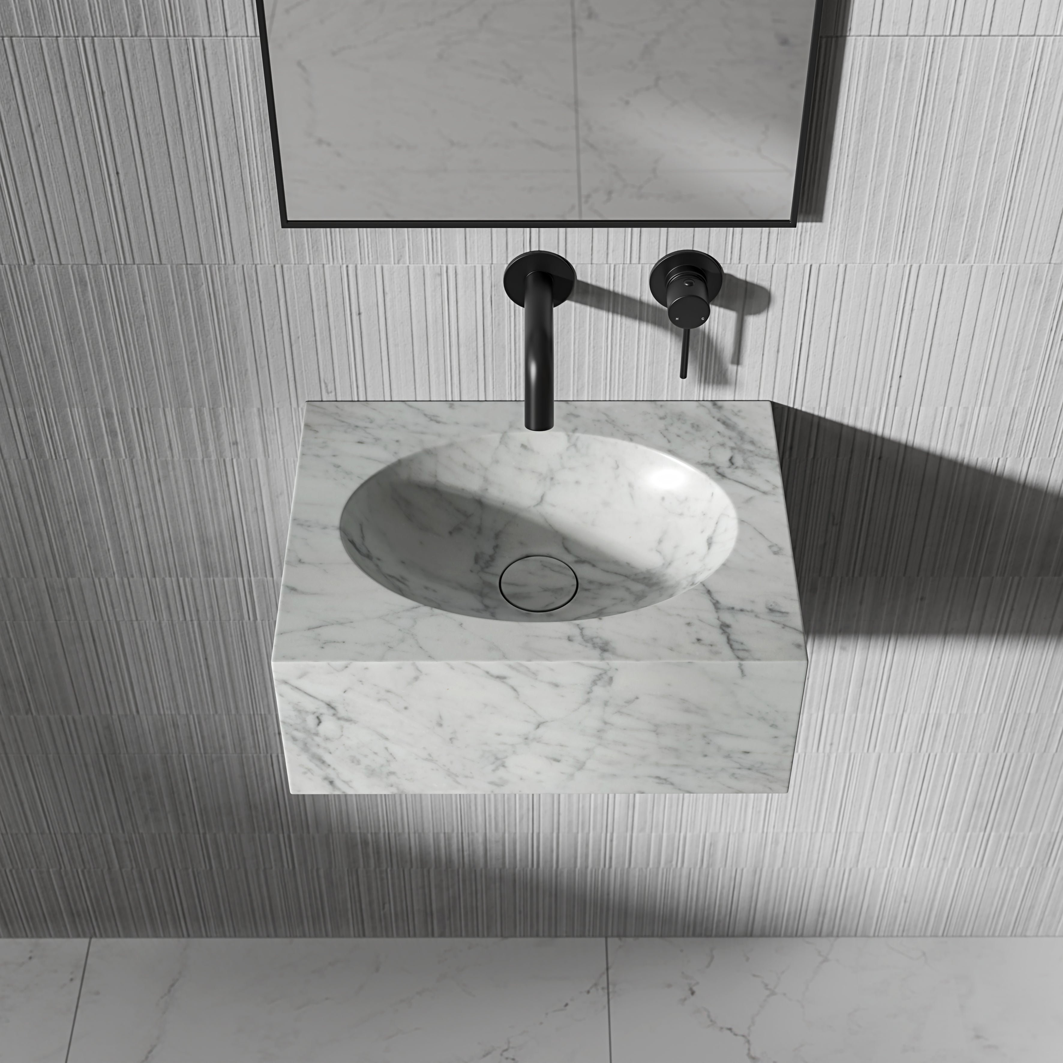 Vienna Carrara Marble Wall Hung Basin 400mm