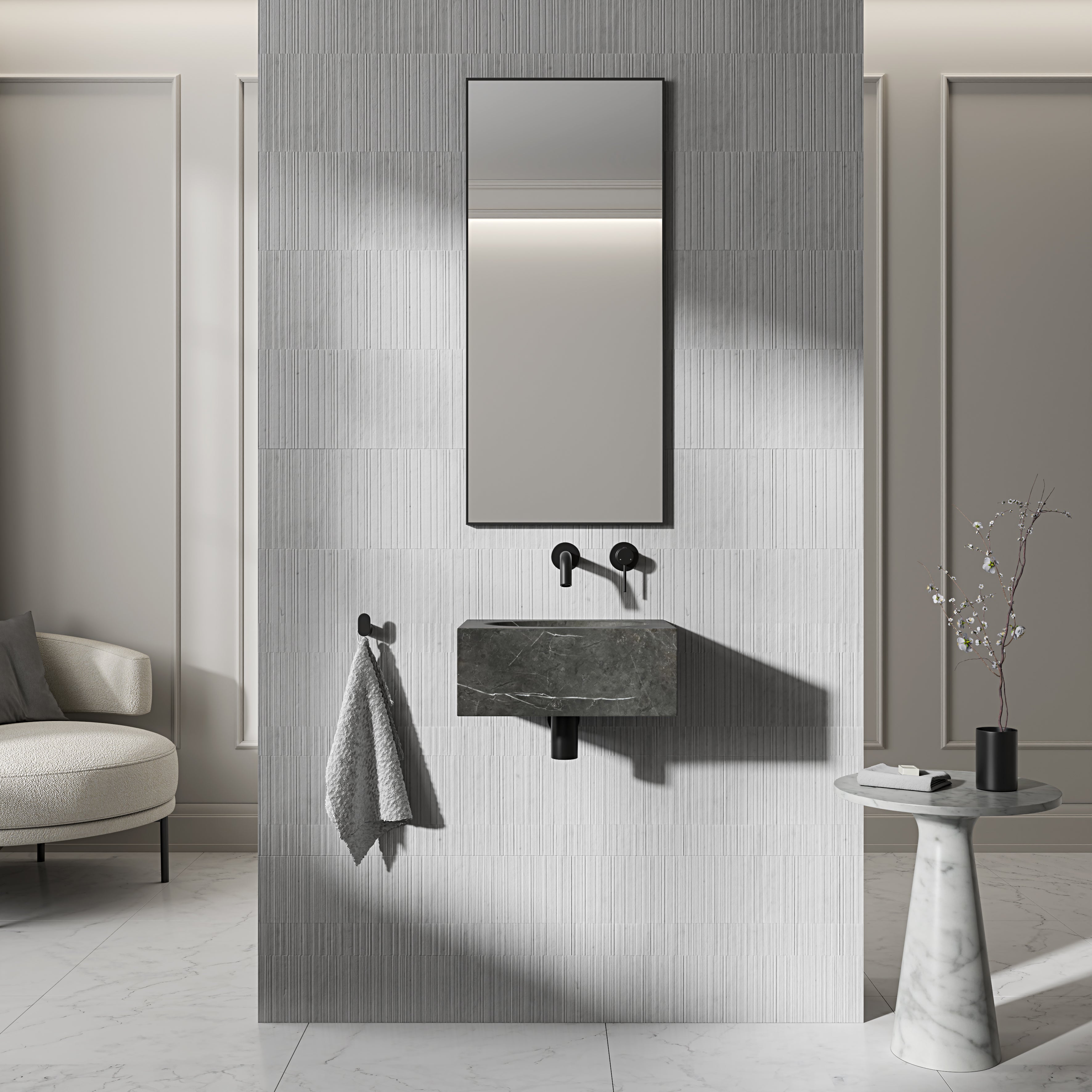 Vienna Pietra Grey Marble Wall Hung Basin 400mm