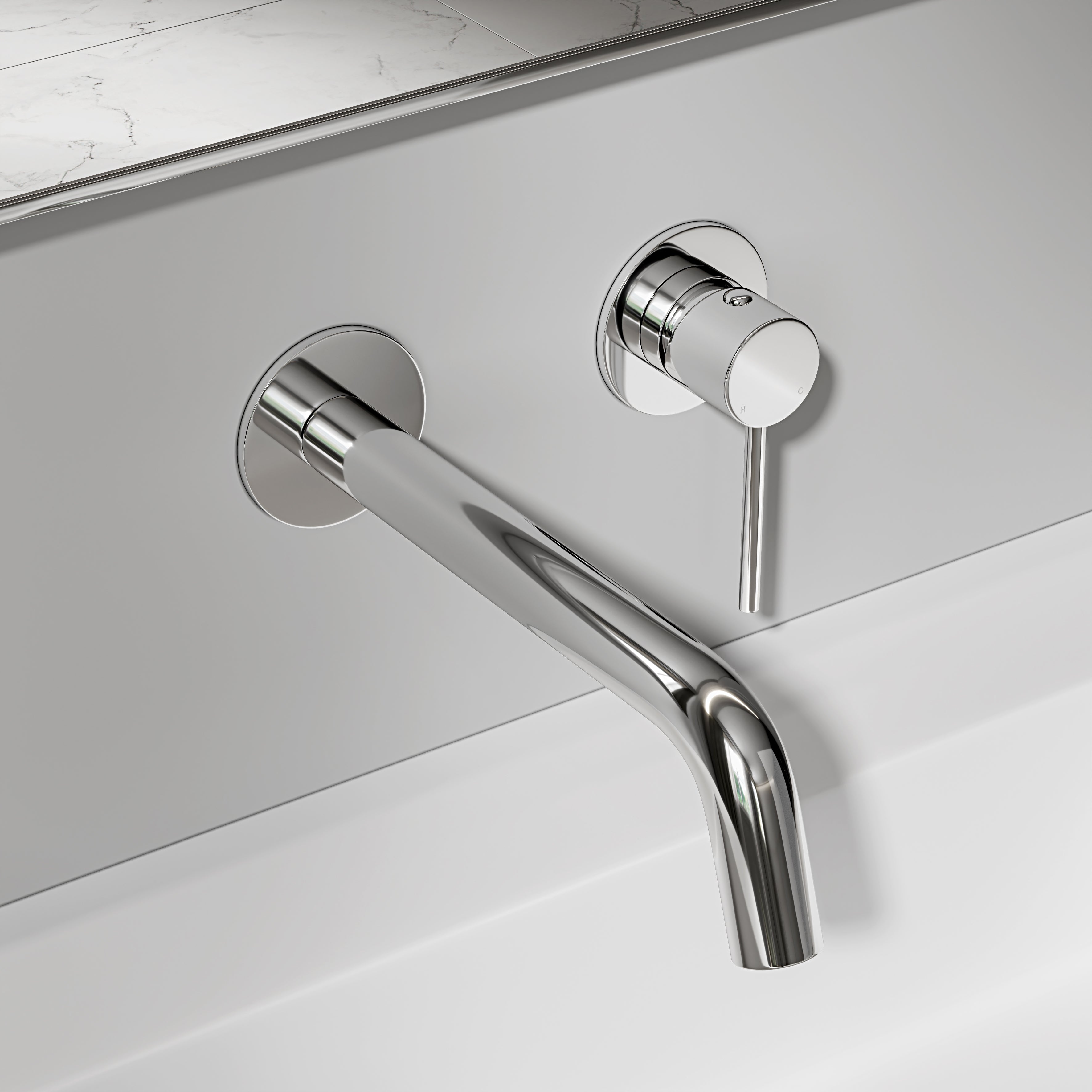 Nuvo Chrome Wall Mounted Basin Mixer Tap