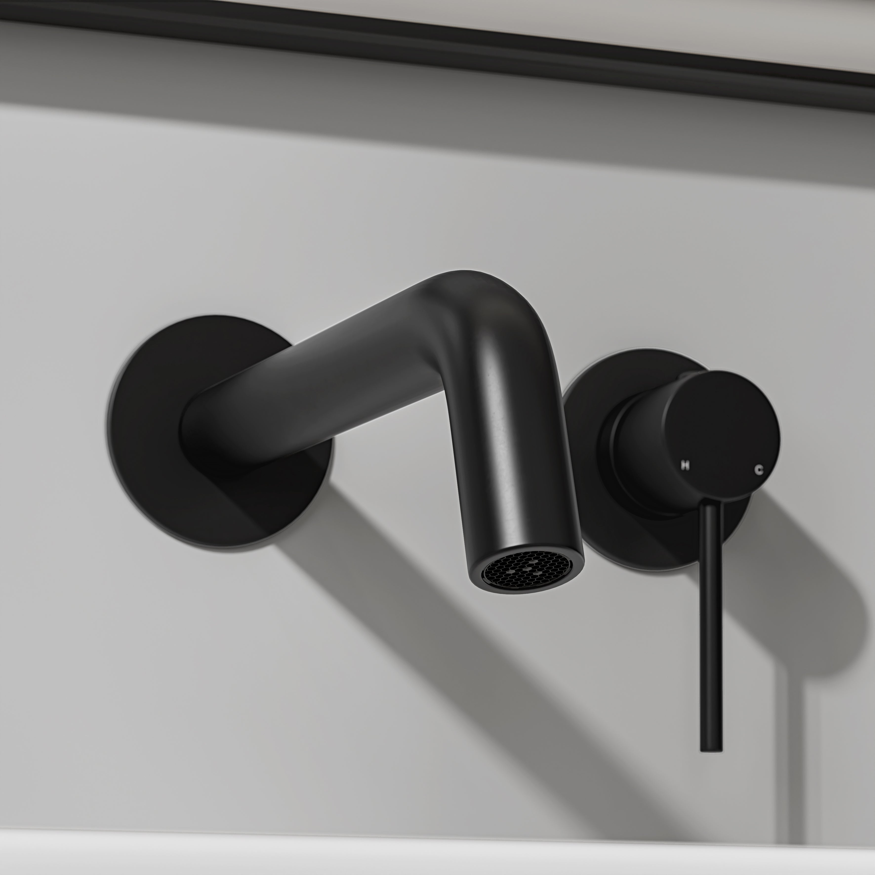 Nuvo Matte Black Wall Mounted Basin Mixer Tap