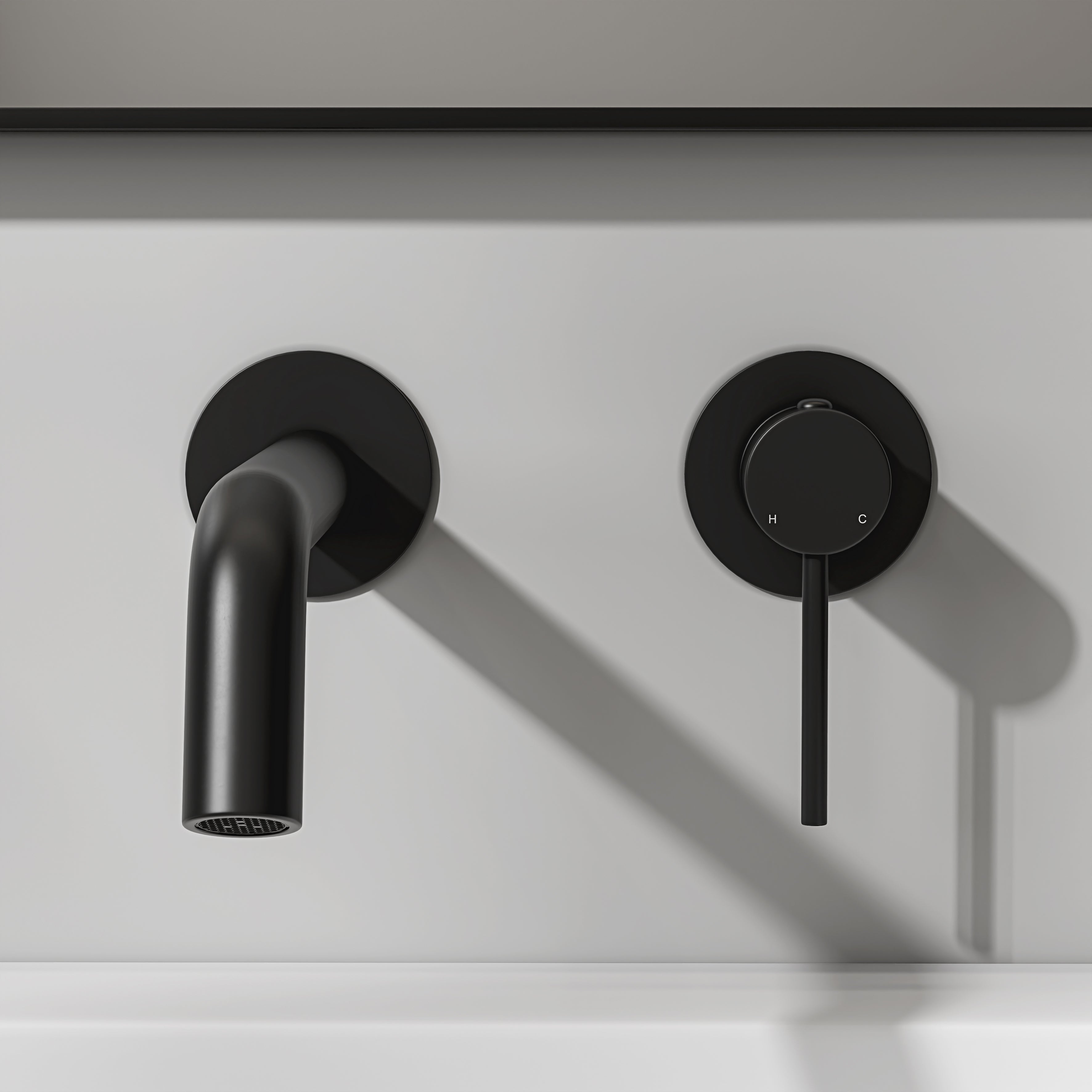 Nuvo Matte Black Wall Mounted Basin Mixer Tap