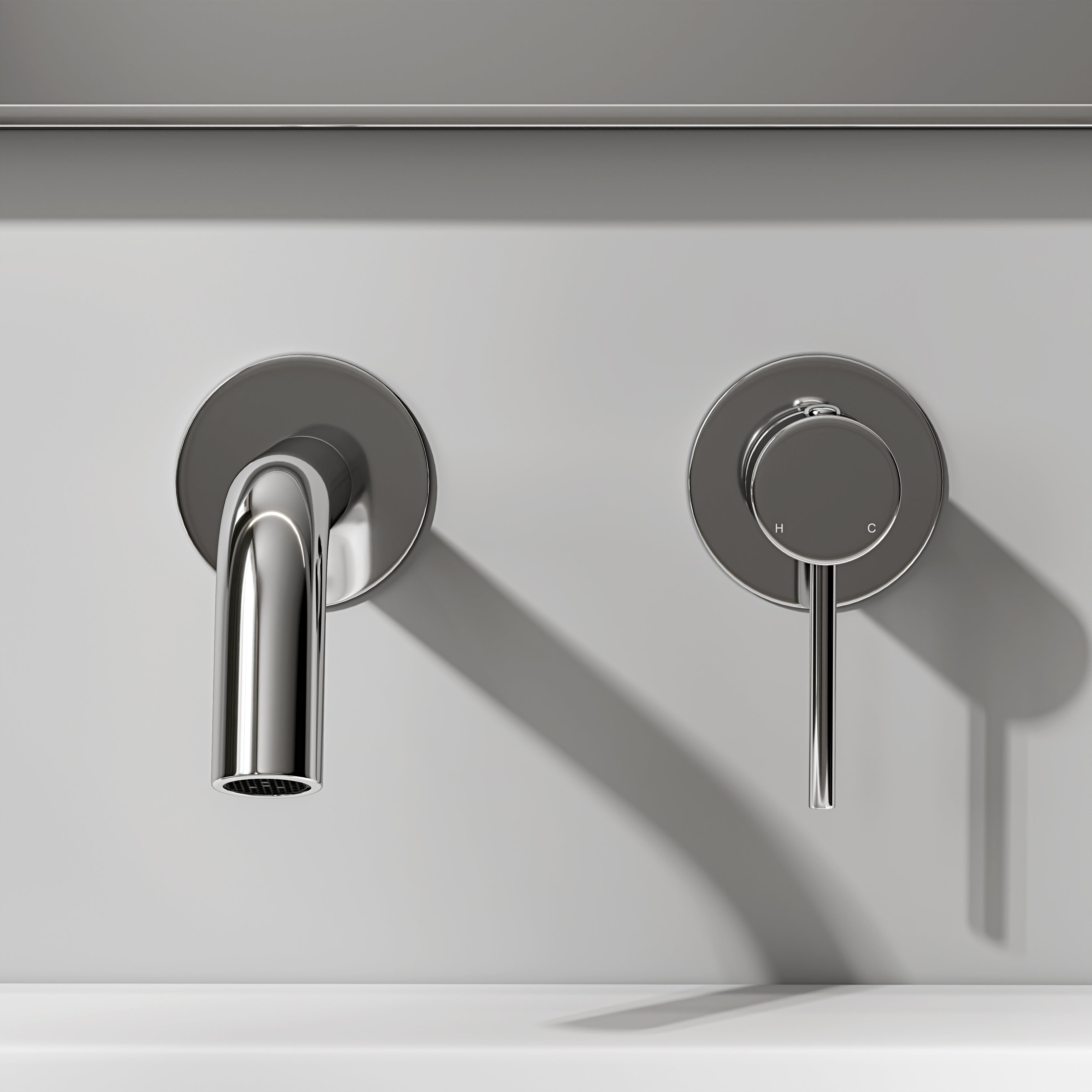 Nuvo Chrome Short Projection Wall Mounted Basin Mixer Tap