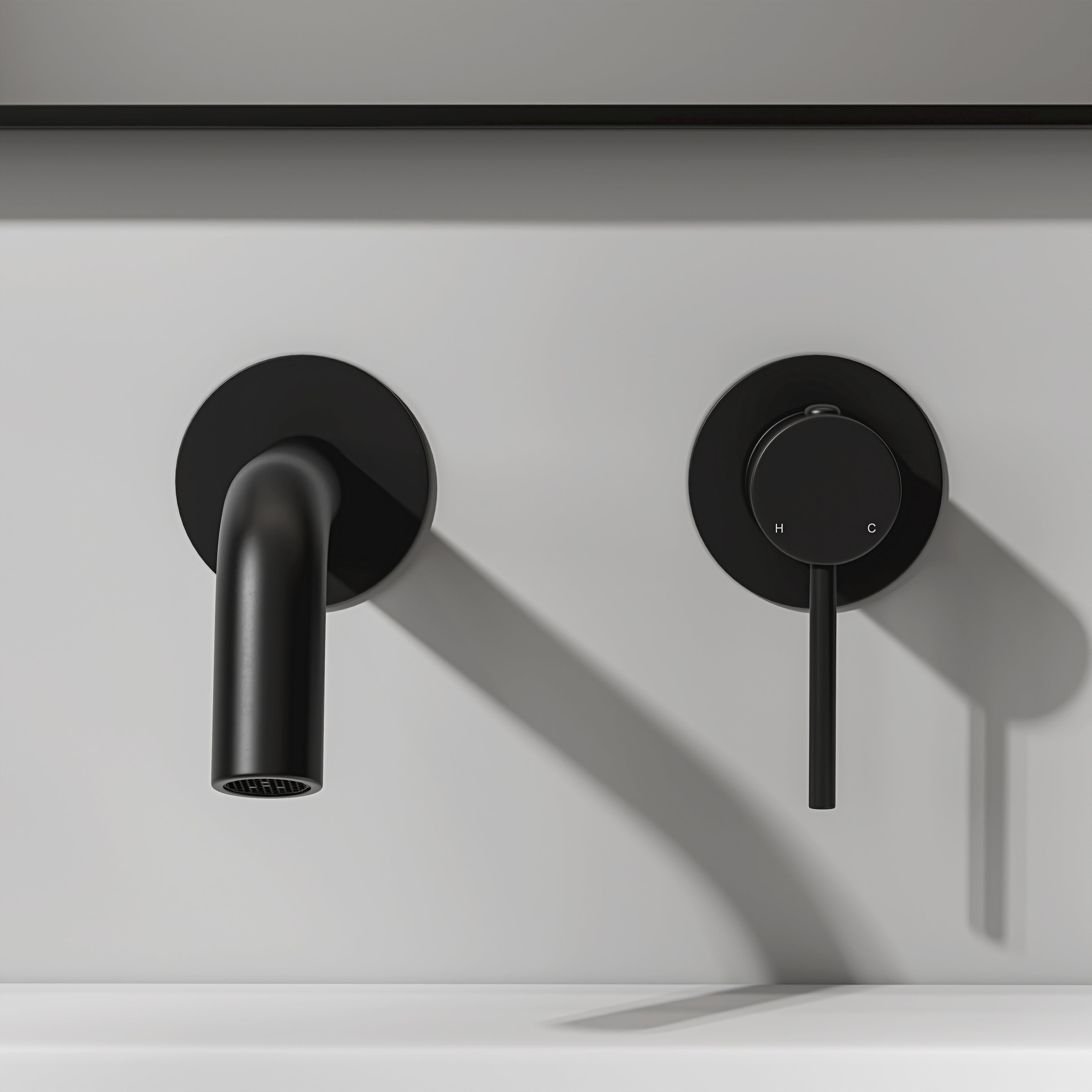 Nuvo Matte Black Short Projection Wall Mounted Basin Mixer Tap