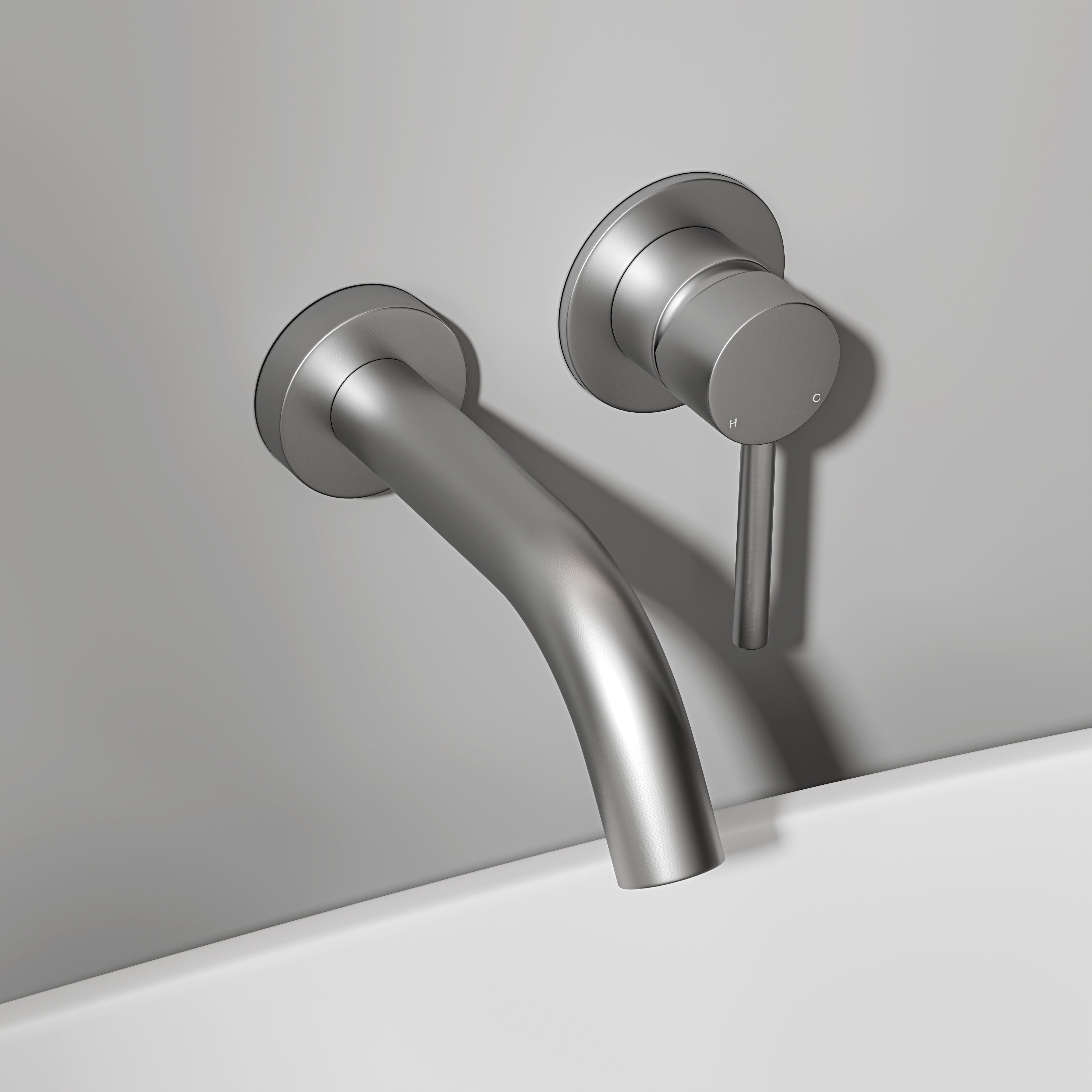 Nuvo Brushed Stainless Wall Mounted Bath Mixer Tap