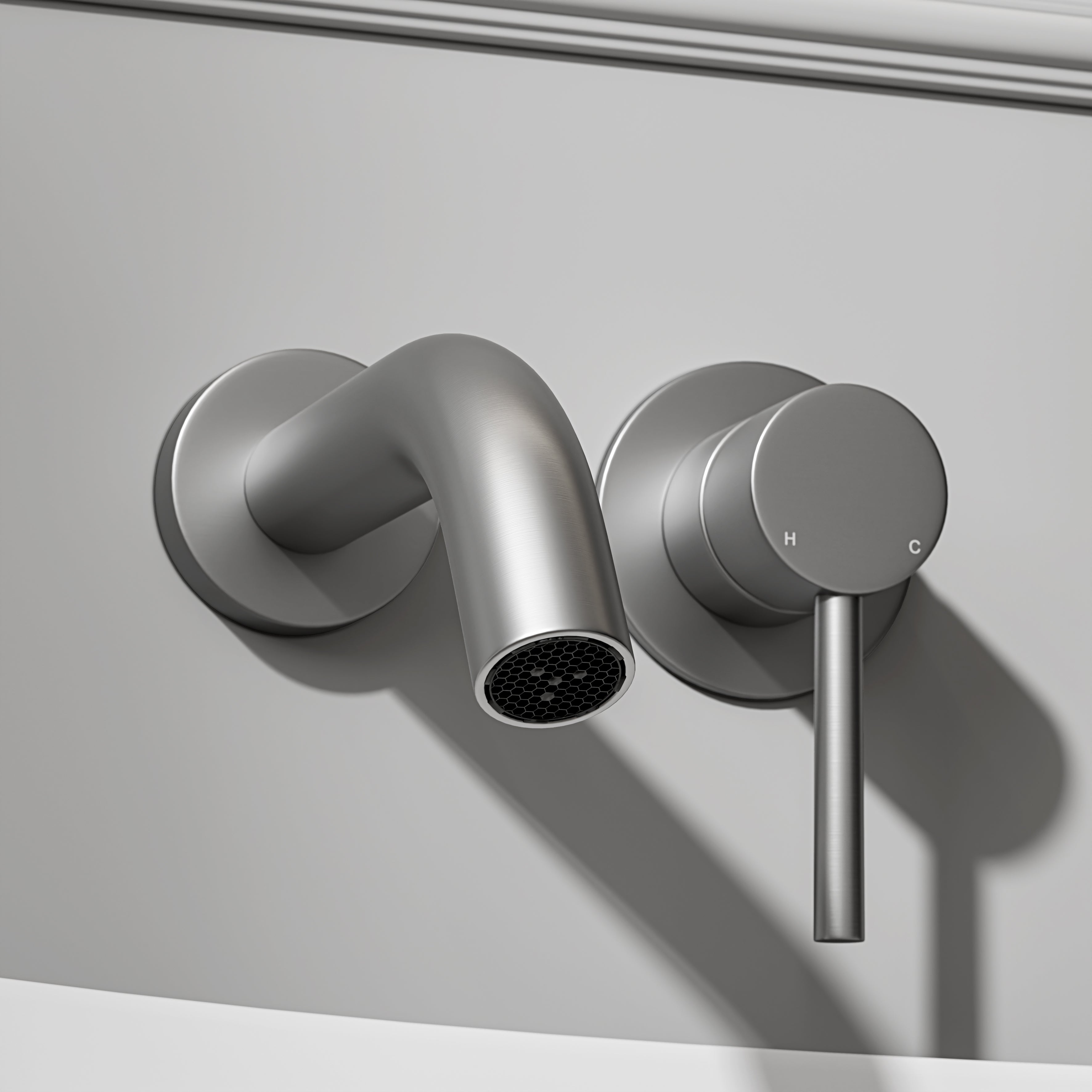 Nuvo Brushed Stainless Wall Mounted Bath Mixer Tap
