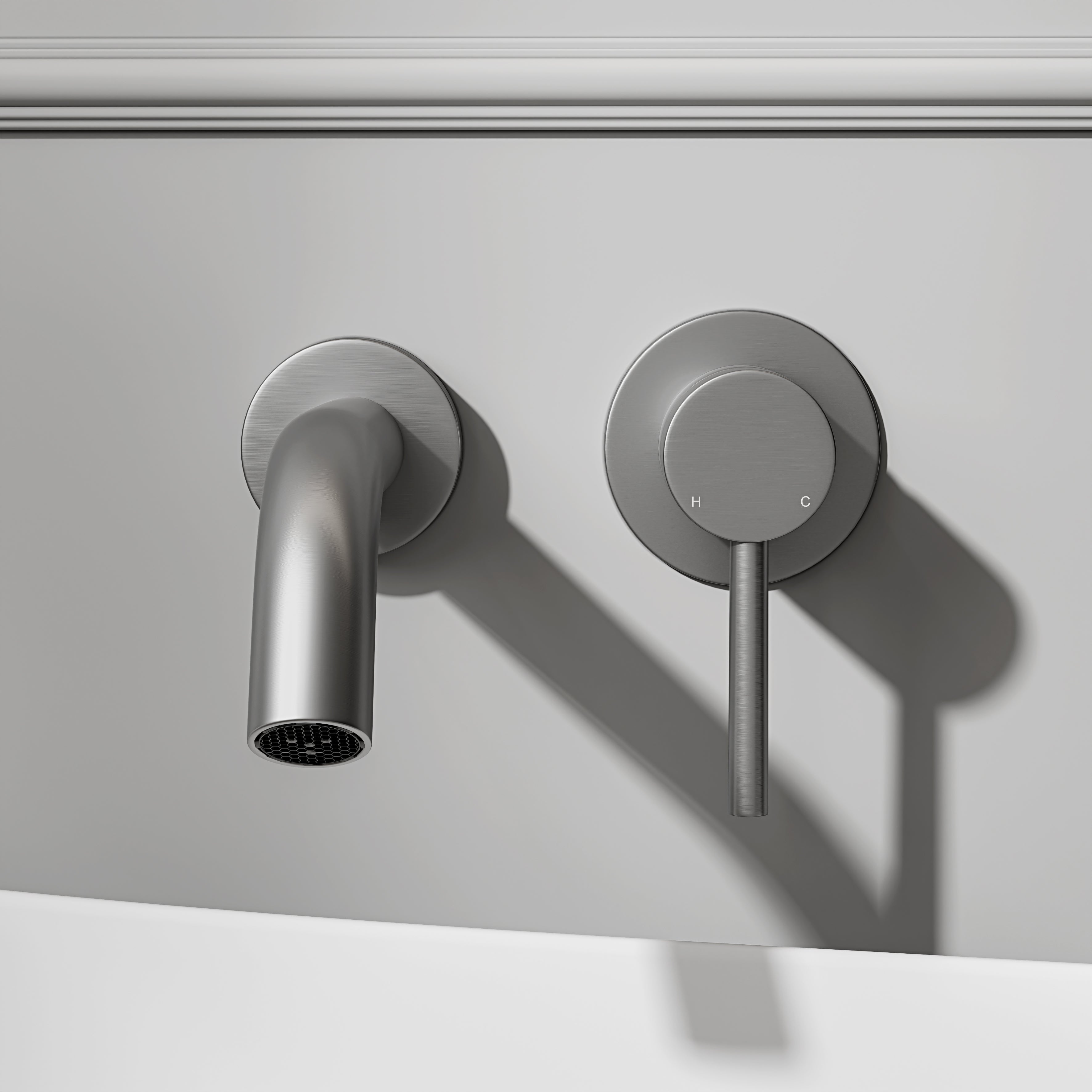 Nuvo Brushed Stainless Wall Mounted Bath Mixer Tap