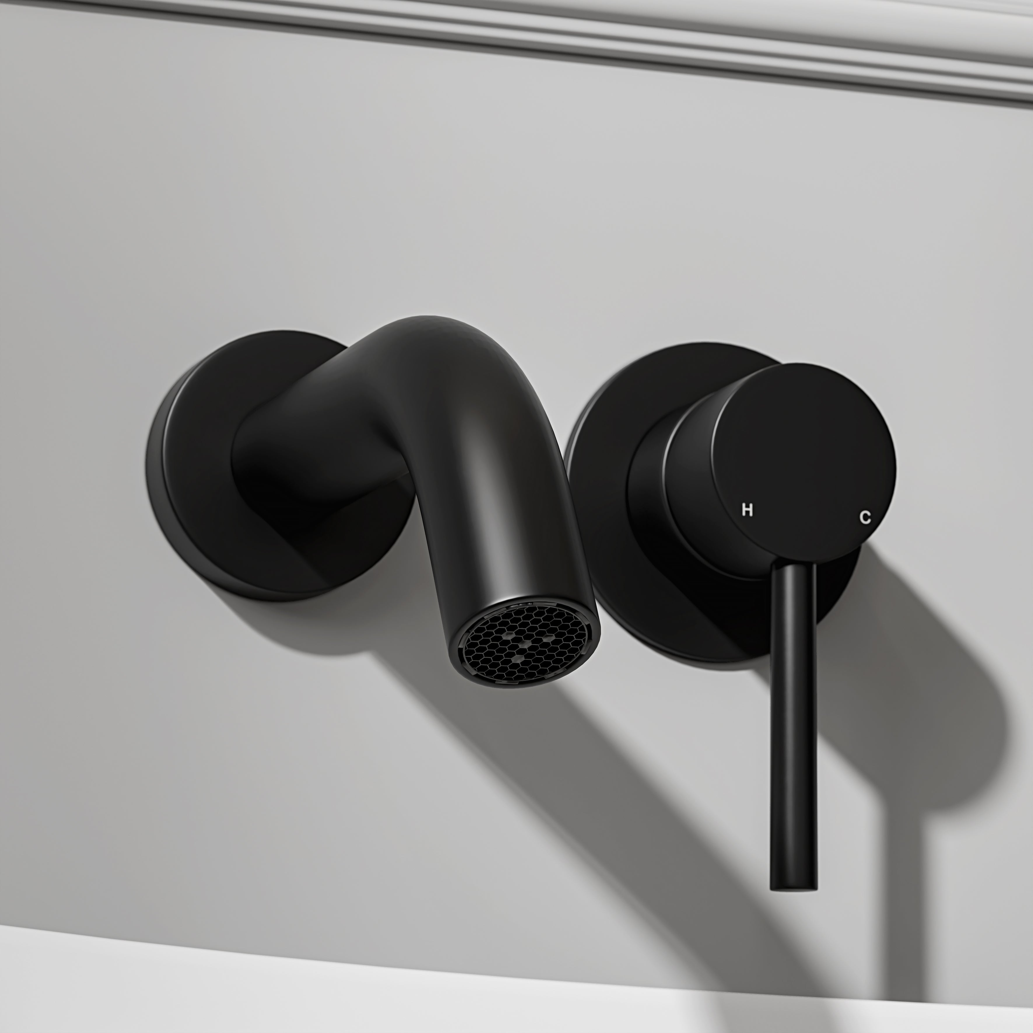 Nuvo Matte Black Wall Mounted Bath Mixer Tap
