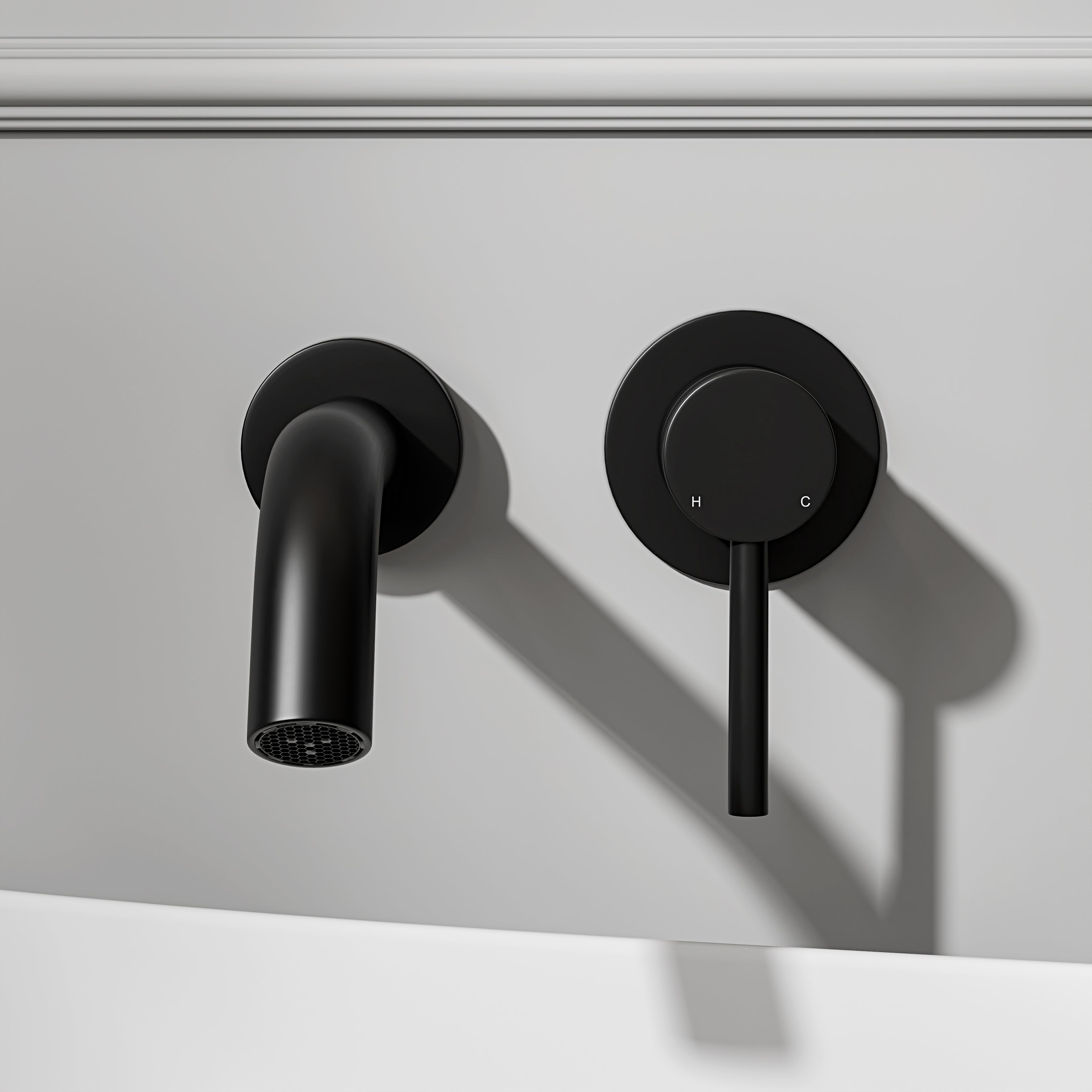 Nuvo Matte Black Wall Mounted Bath Mixer Tap