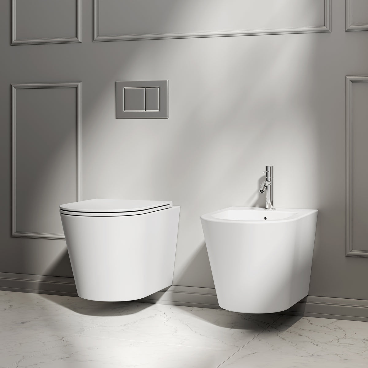 Nuvo White Wall Hung Bidet With Frame