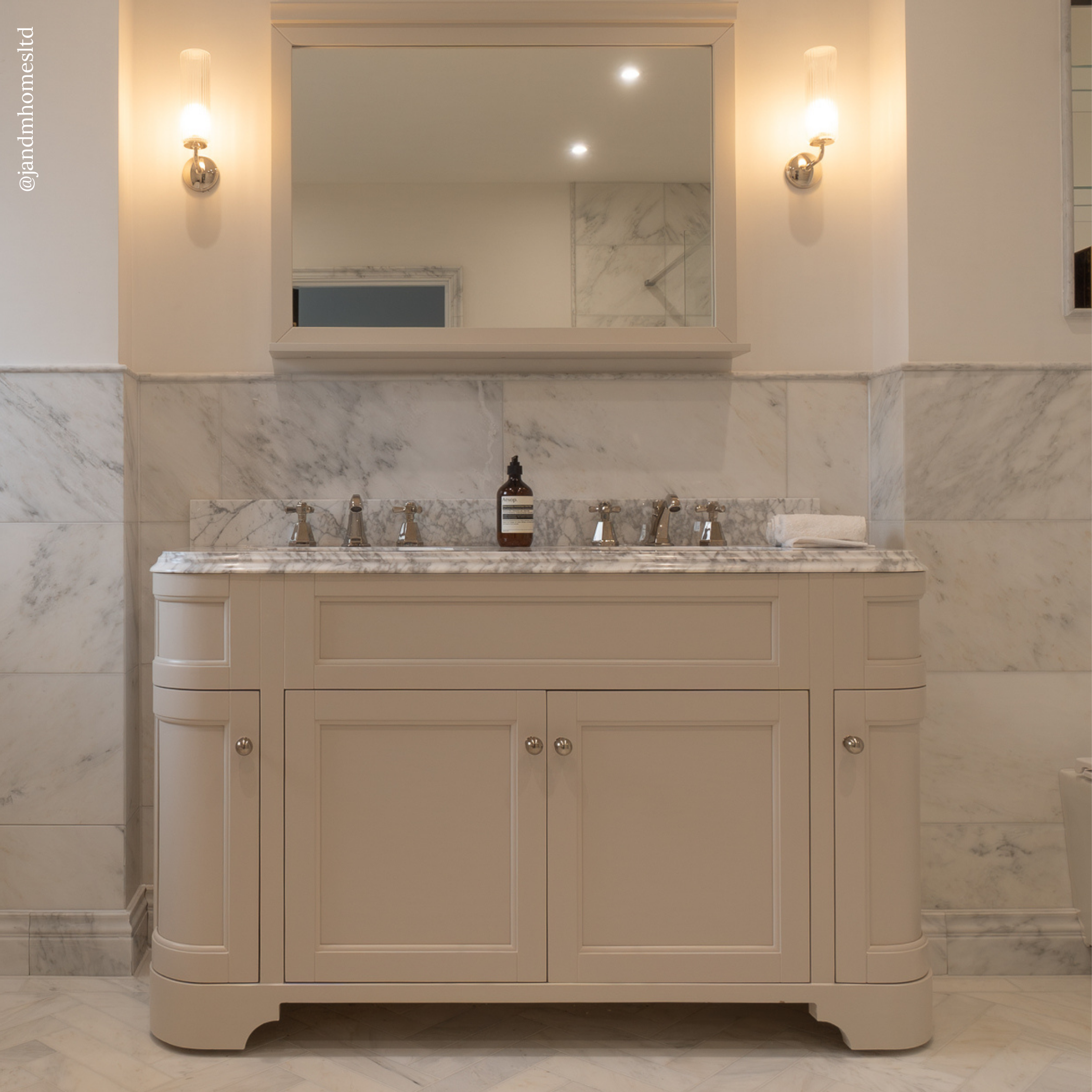 Cobham Carrara Marble Floorstanding Vanity Unit (Matte Stone) 1400mm