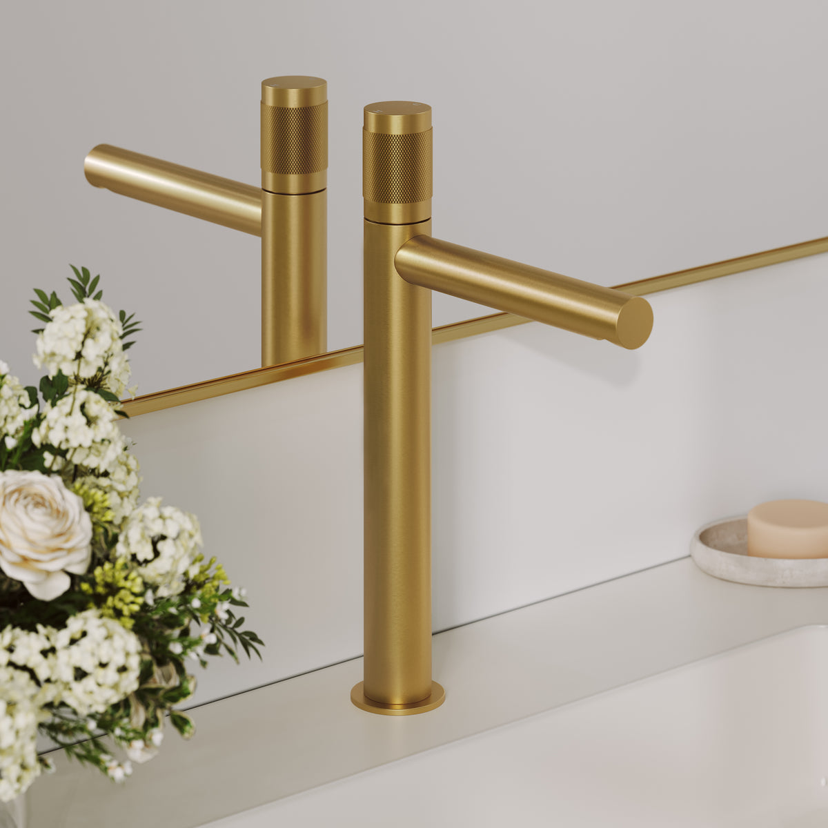 Alder Monobloc Brushed Gold Basin Tall Mixer Tap