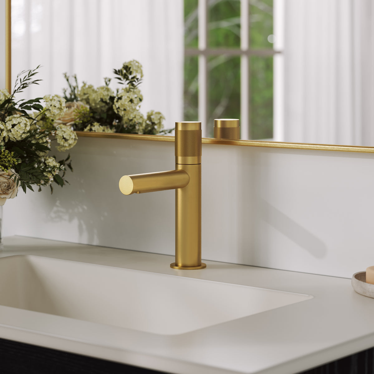 Alder Monobloc Brushed Gold Basin Mixer Tap