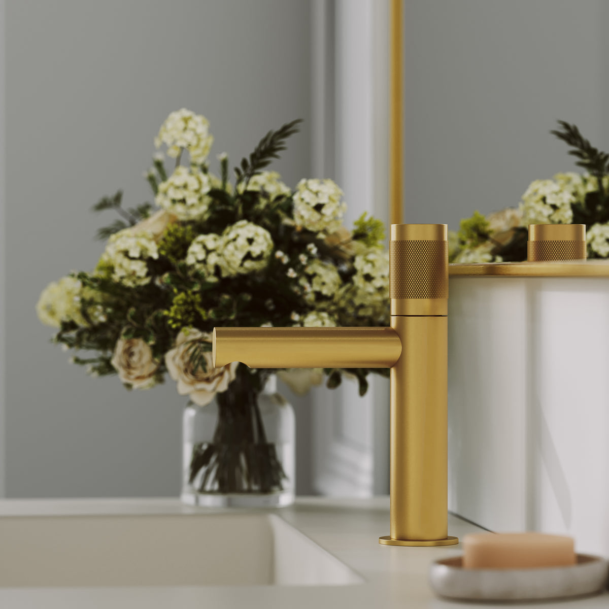 Alder Monobloc Brushed Gold Basin Mixer Tap