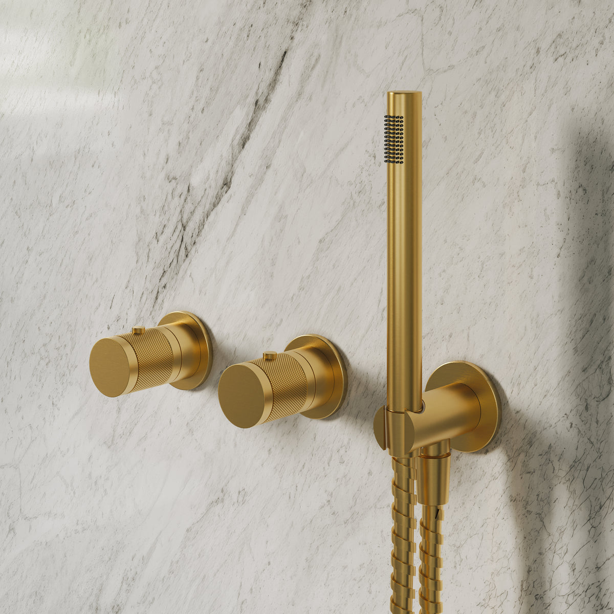 Alder Brushed Gold Thermostatic Shower With Handheld Shower