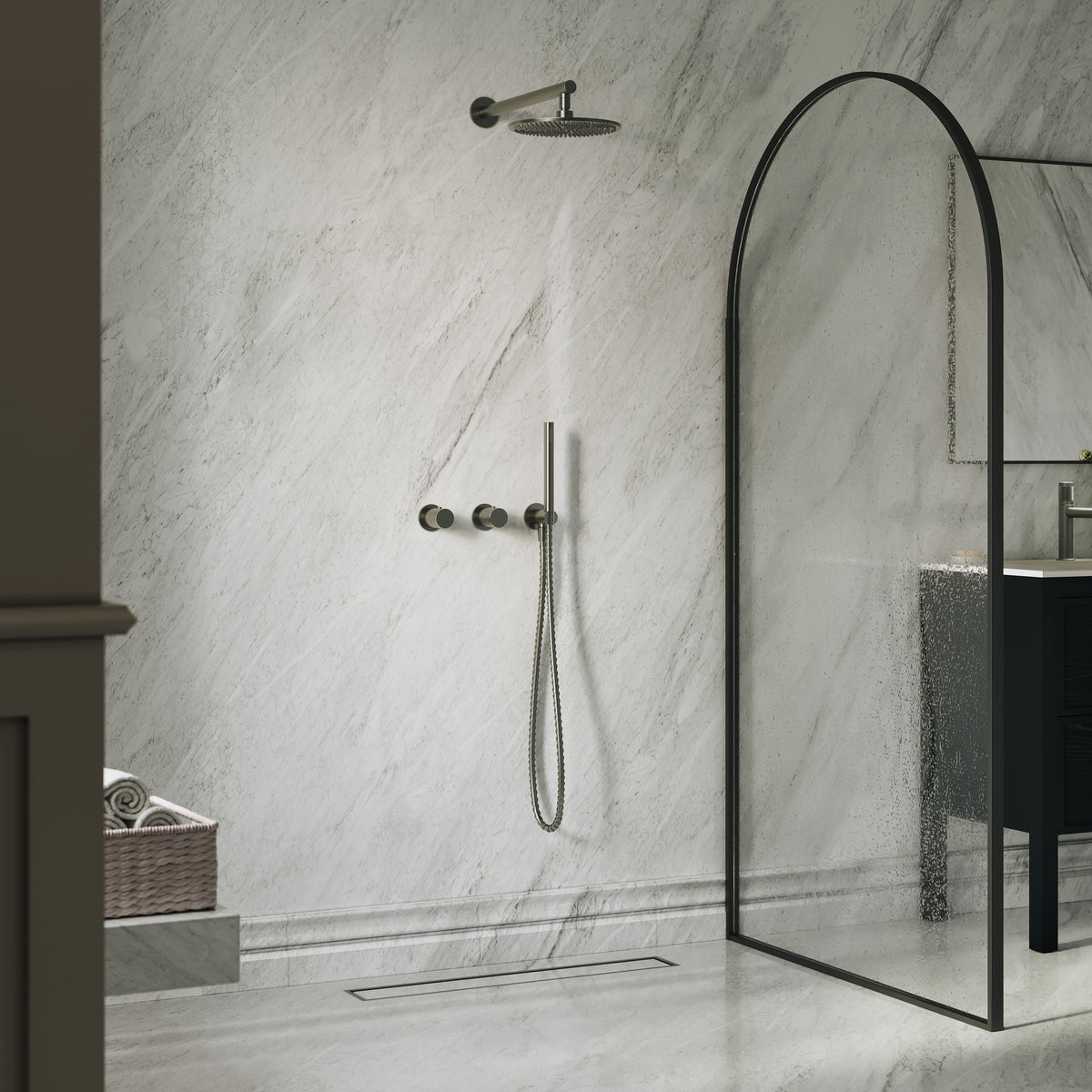 Alder Brushed Gunmetal Thermostatic Shower With Handheld Shower