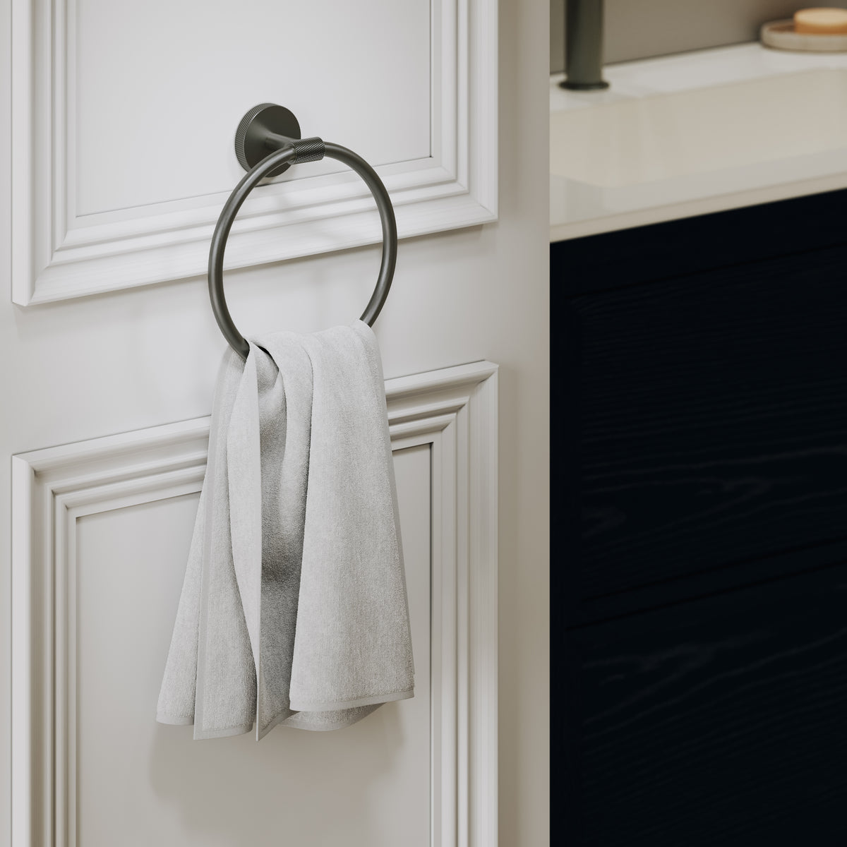 Alder Brushed Gunmetal Towel Ring