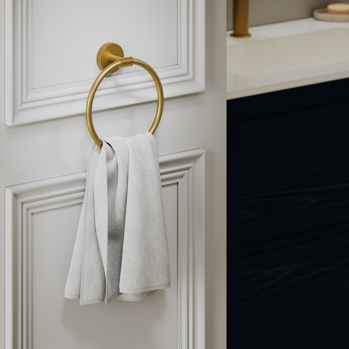 Alder Brushed Gold Towel Ring