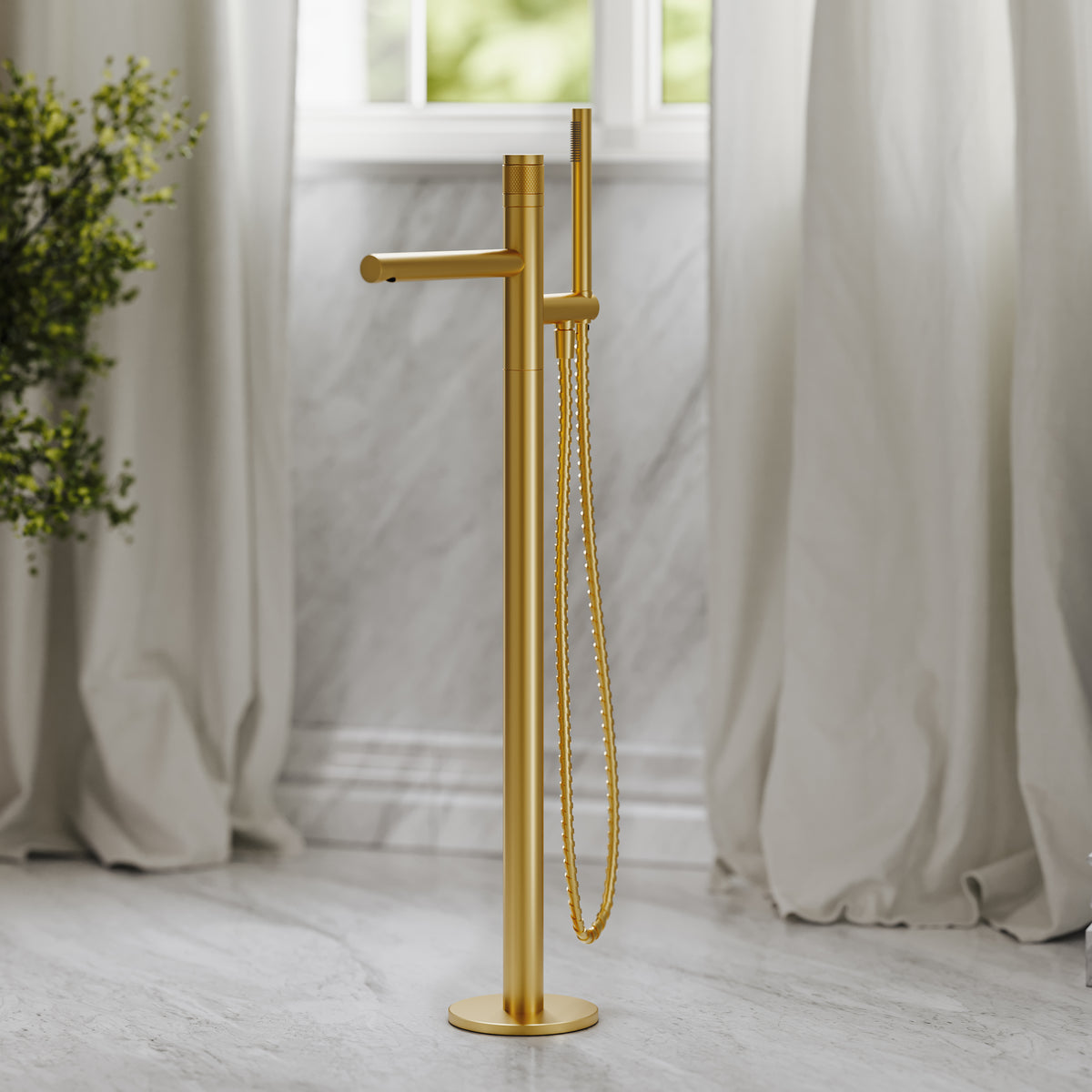 Alder Brushed Gold Floorstanding Bath Shower Mixer Tap