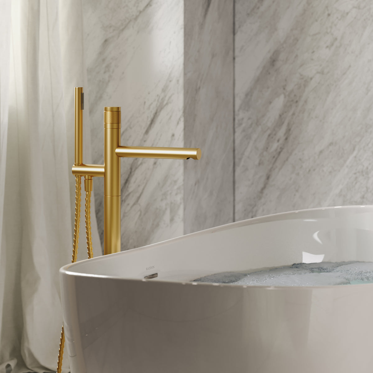 Alder Brushed Gold Floorstanding Bath Shower Mixer Tap