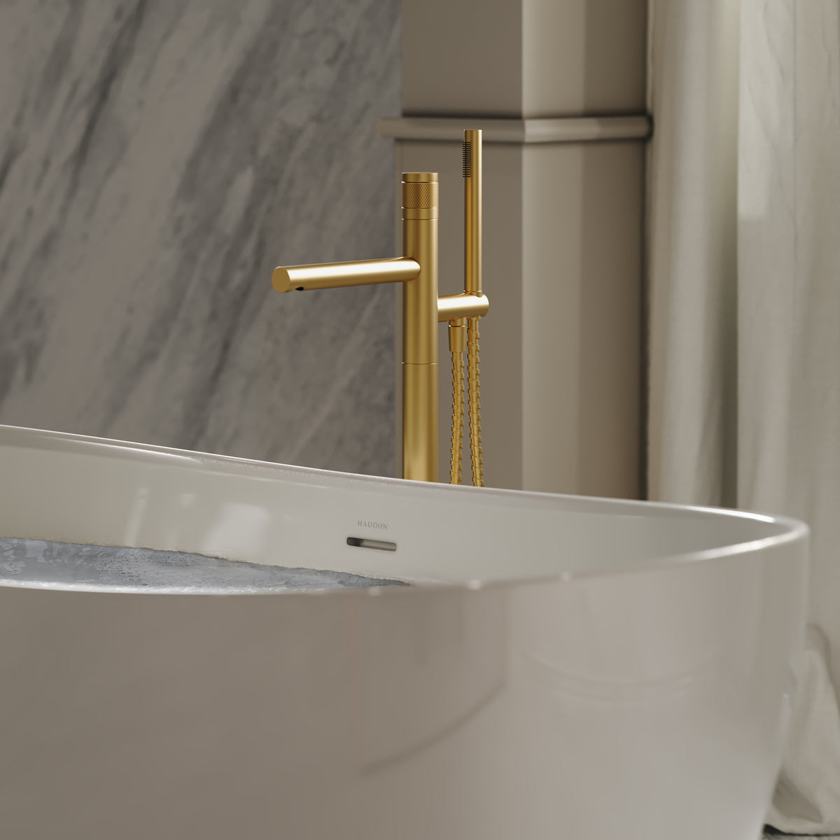 Alder Brushed Gold Floorstanding Bath Shower Mixer Tap