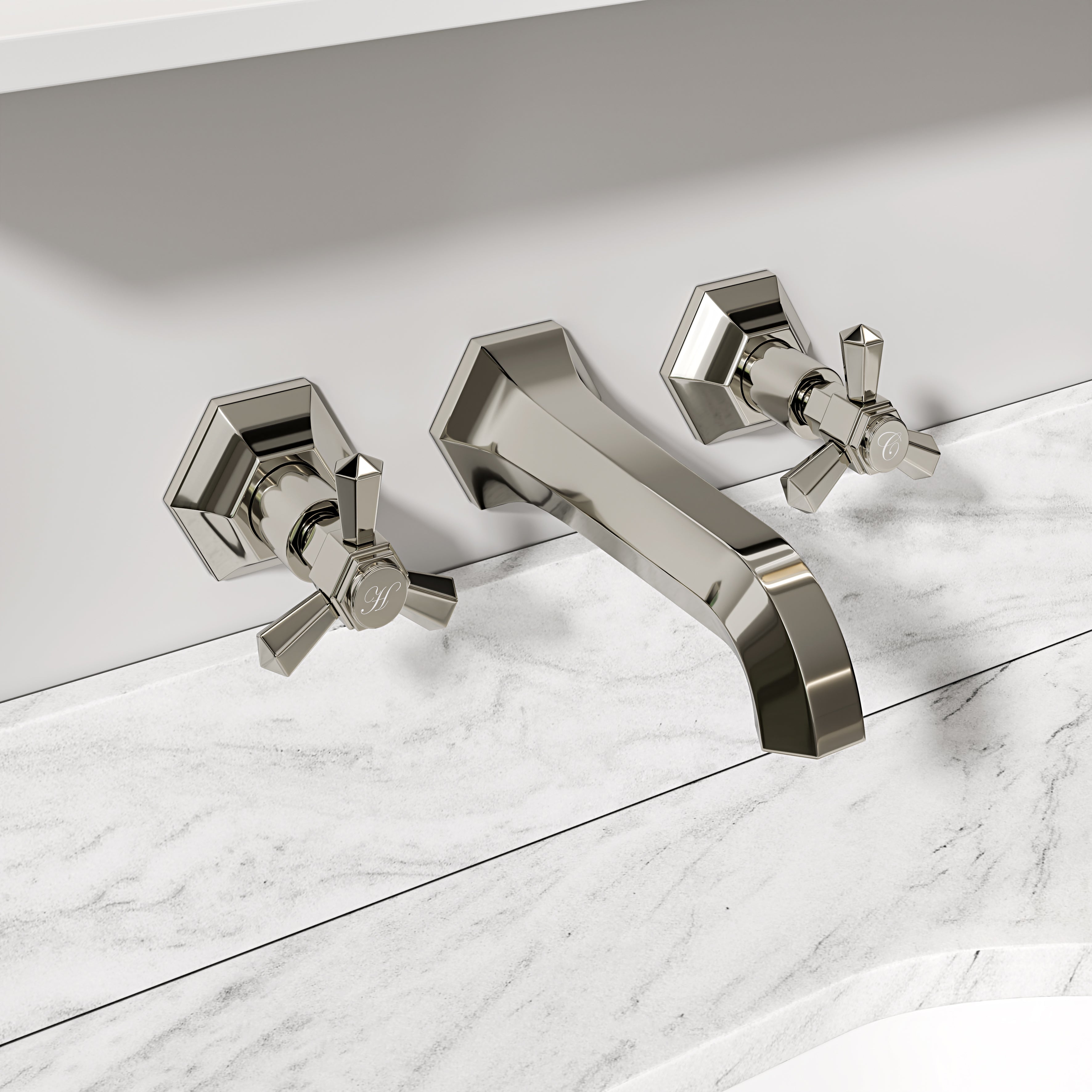 Arlington Polished Nickel Wall Mounted Basin Mixer Tap