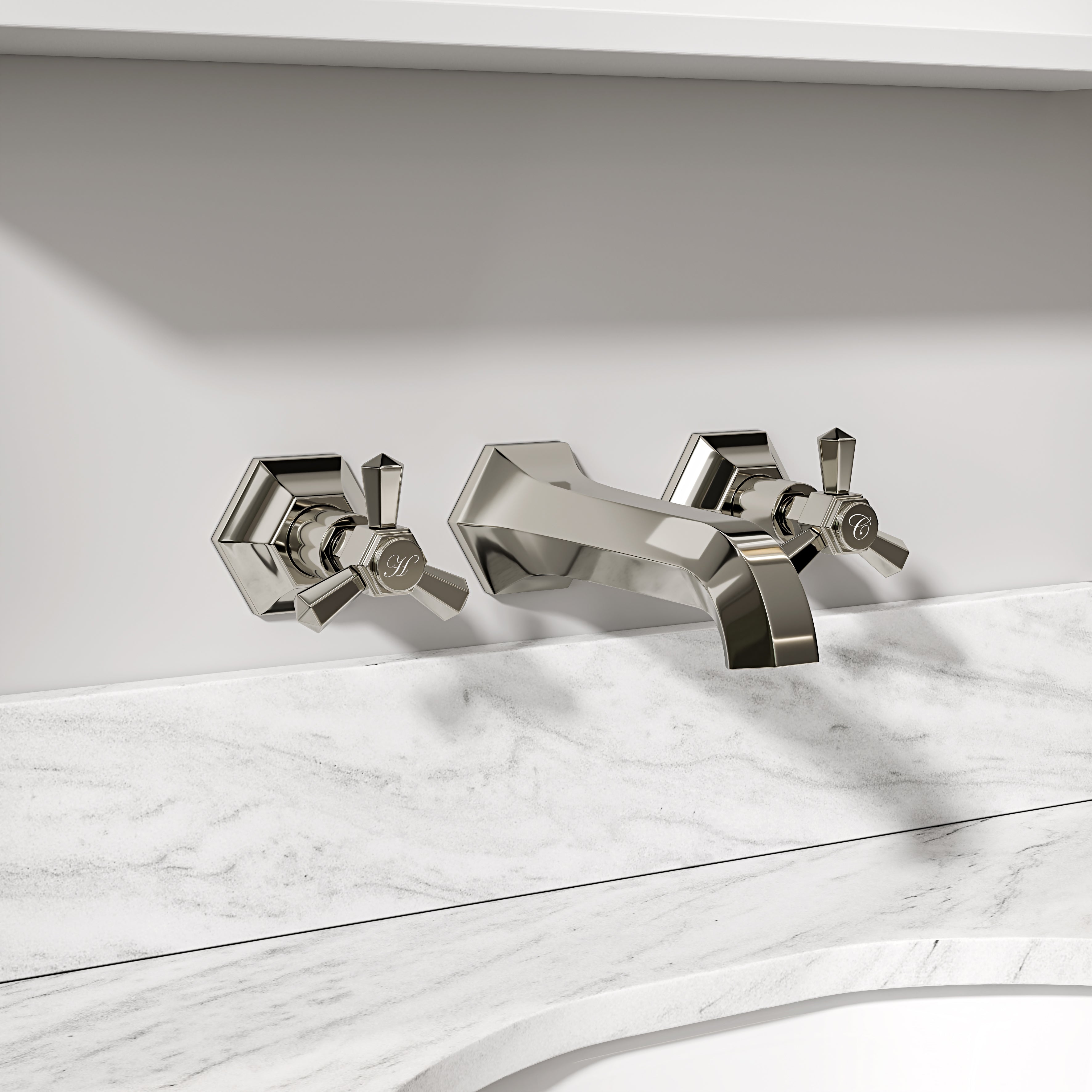 Arlington Polished Nickel Wall Mounted Basin Mixer Tap