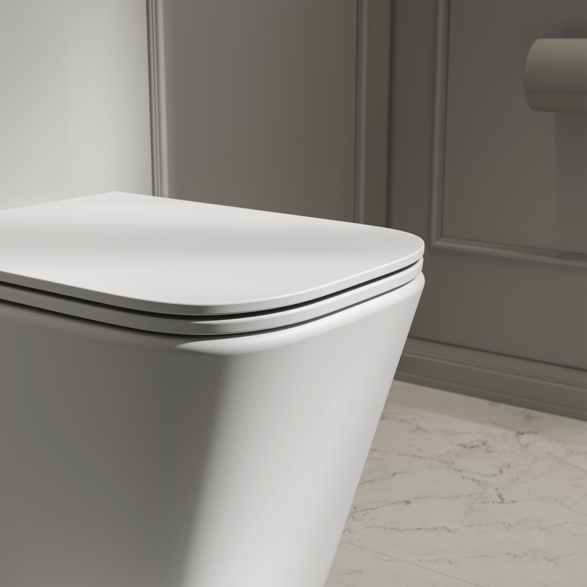 Arlo Matte White Back To Wall Rimless Toilet with Concealed Cistern & Brushed Stainless Flush Plate
