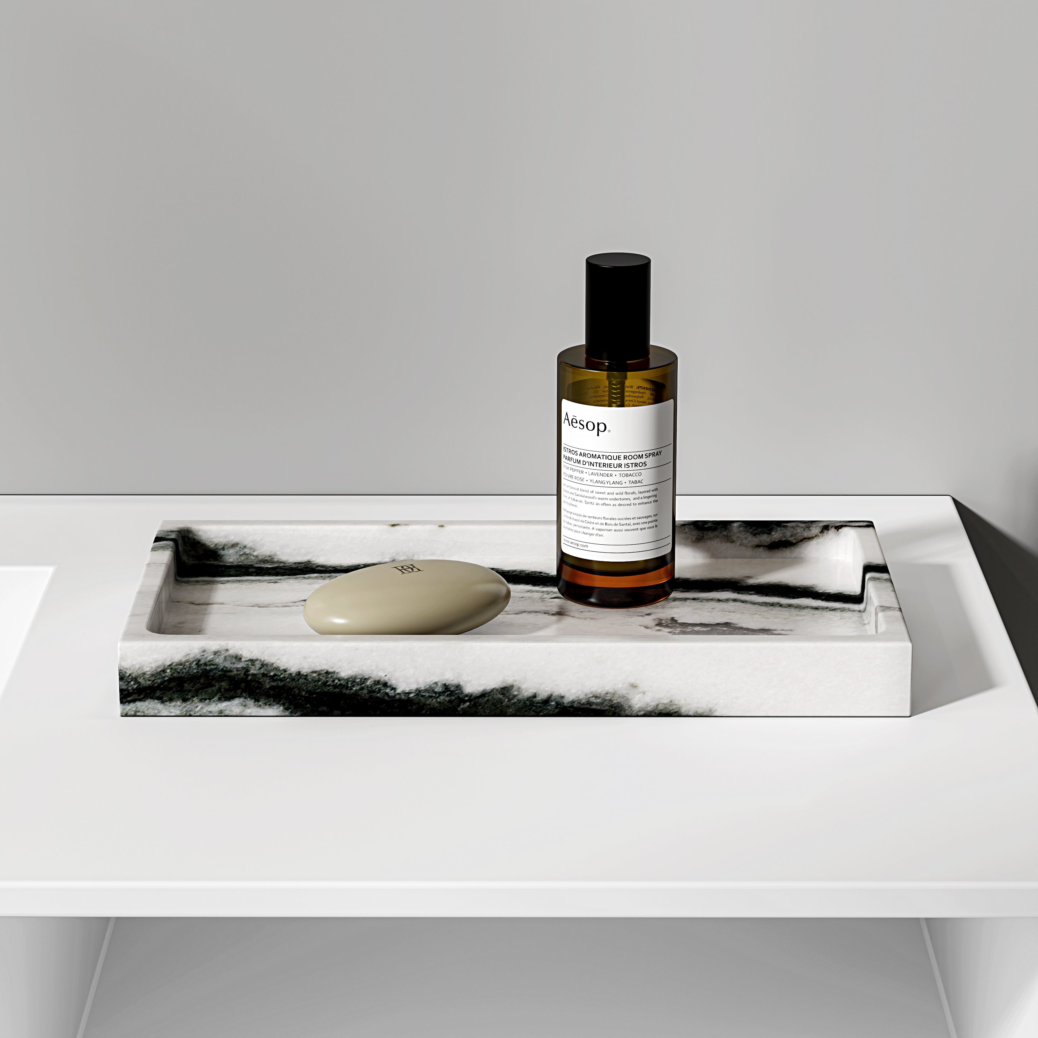 Aurelia Panda Marble Rectangular Tray