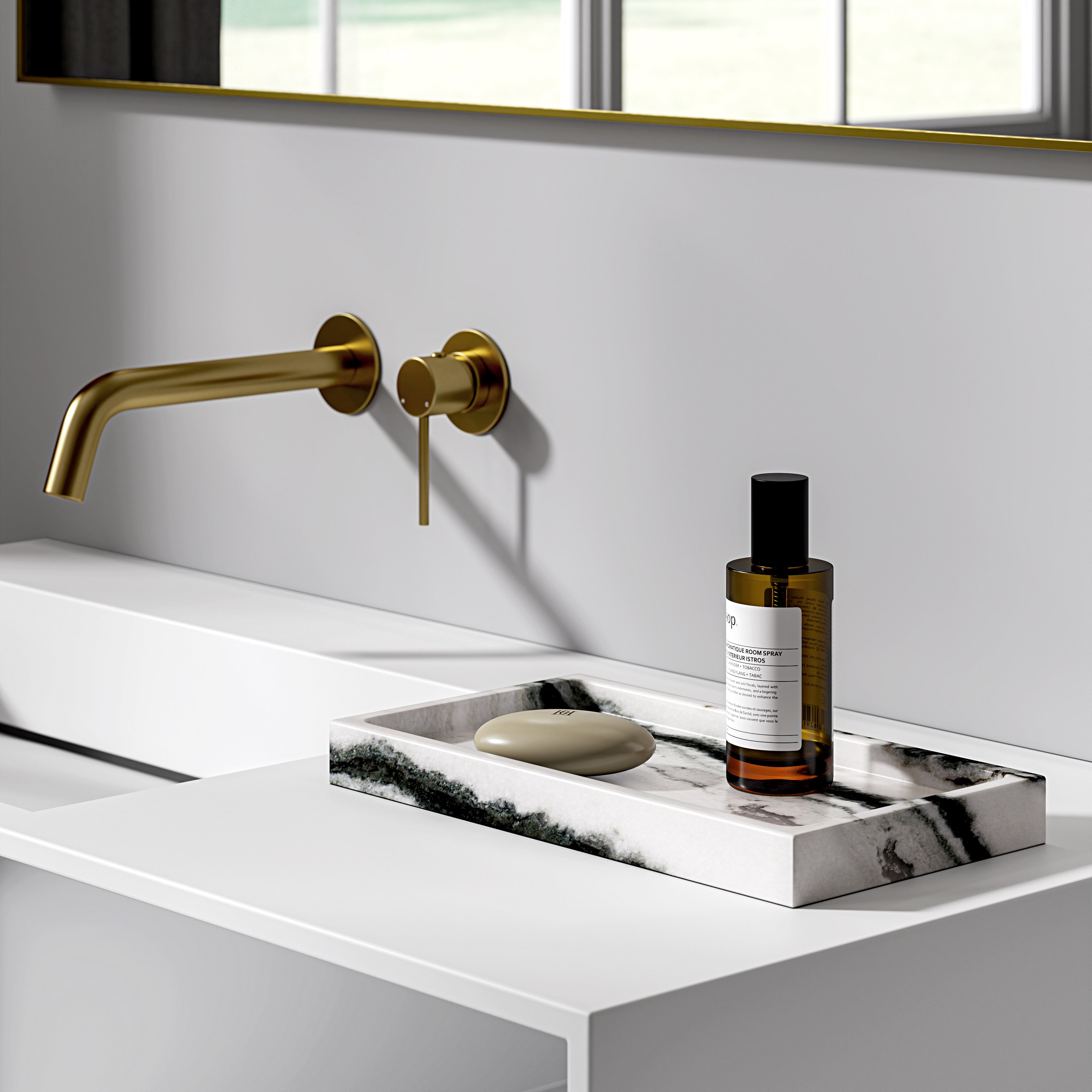 Aurelia Panda Marble Rectangular Tray
