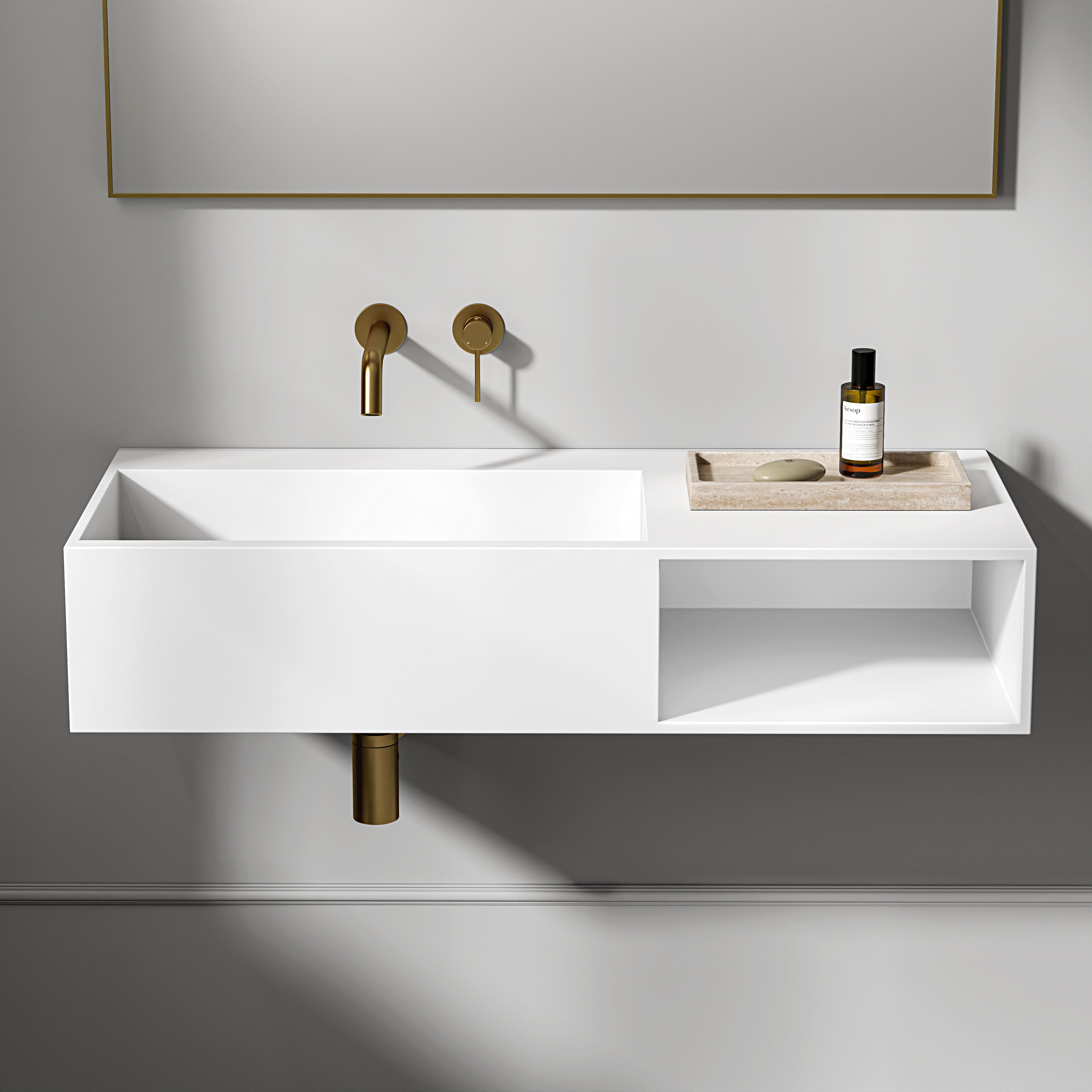 Aurelia Travertine Rectangular Tray