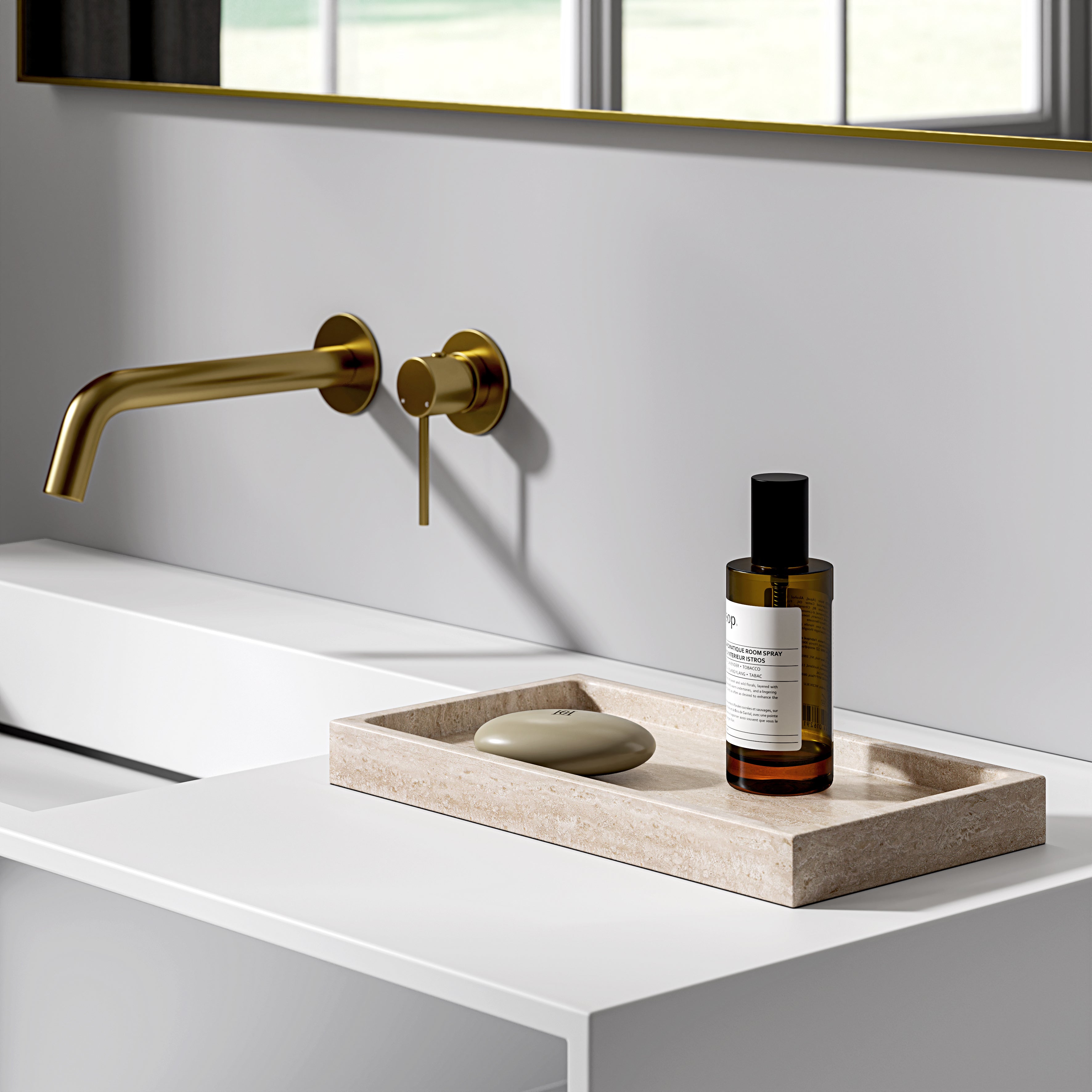 Aurelia Travertine Marble Rectangular Tray