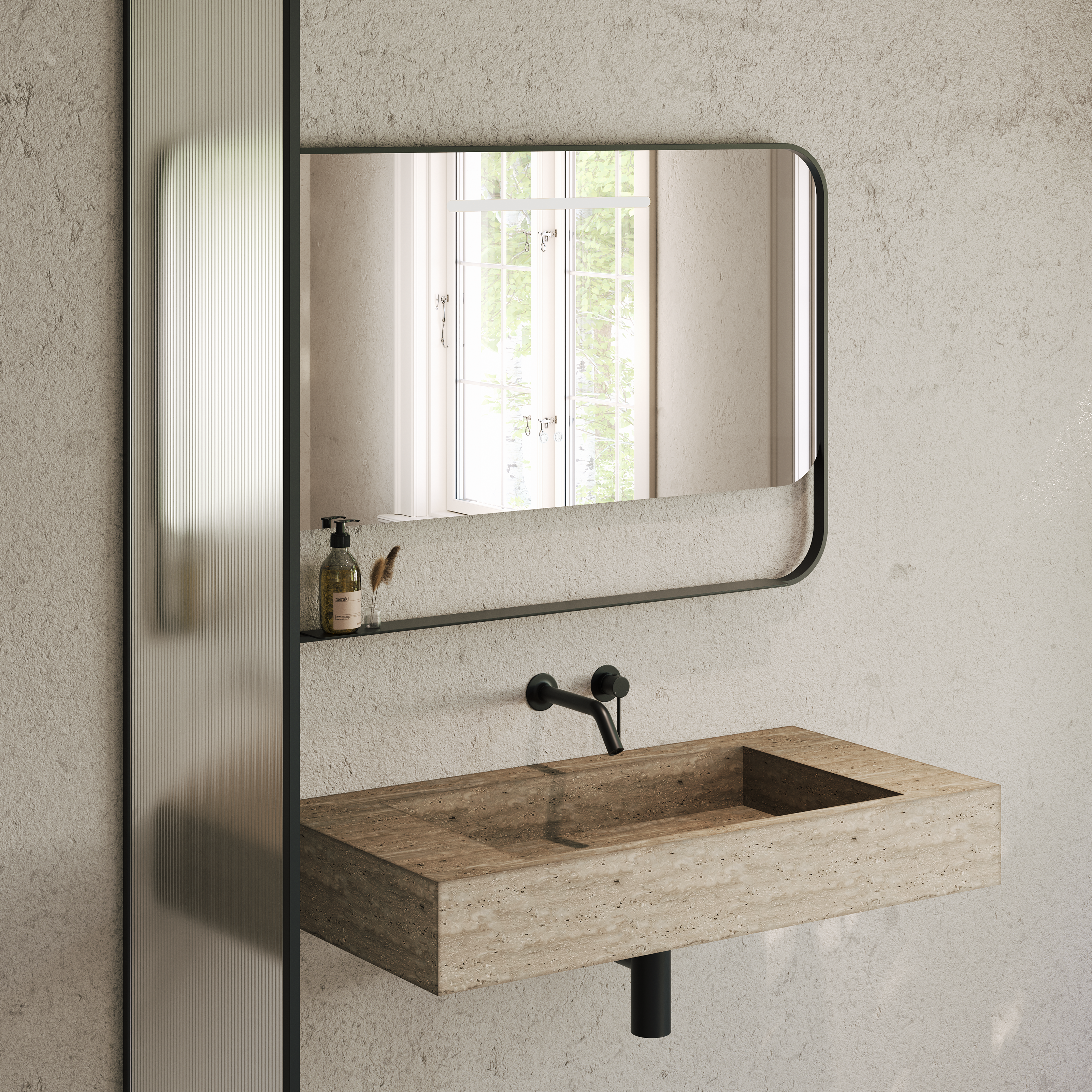 Balham Matte Black Mirror With Natural White LED Light and Demister 1200mm