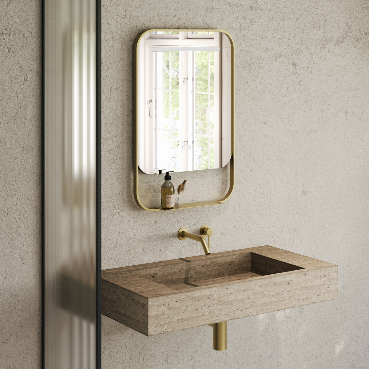 Balham Brushed Gold Mirror With Natural White LED Light and Demister 600mm