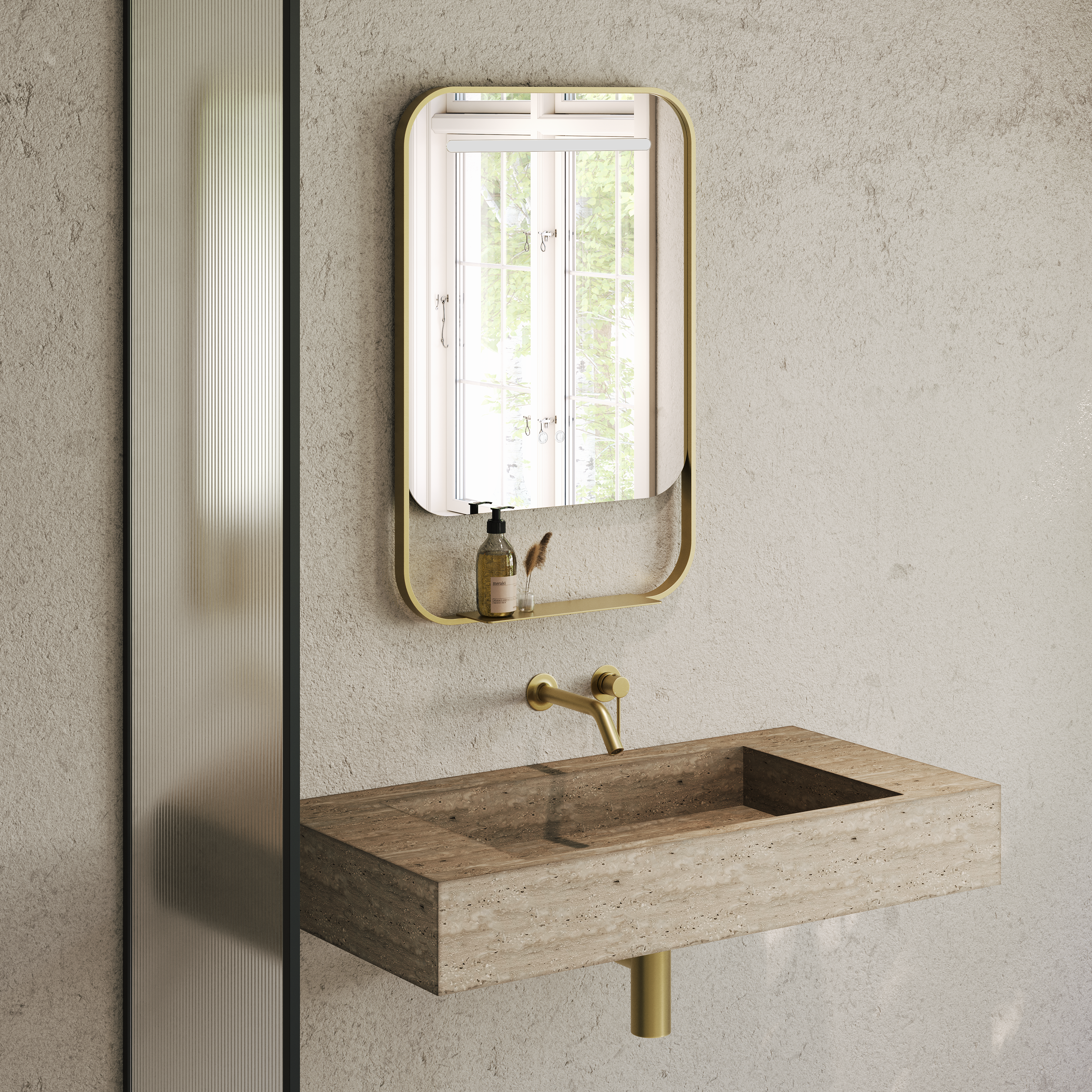 Balham Brushed Gold Mirror With Natural White LED Light and Demister 600mm
