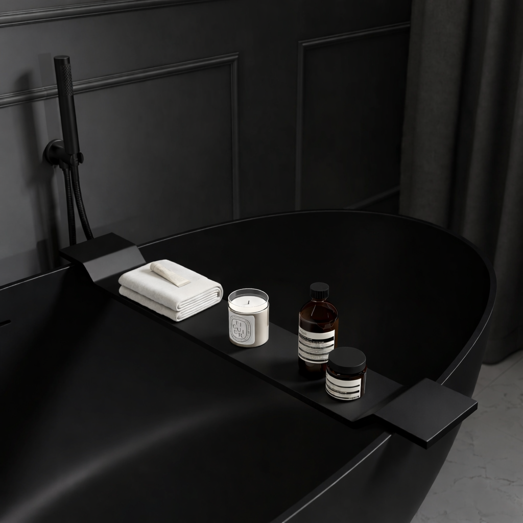 Stone Bath Caddy Matte Black