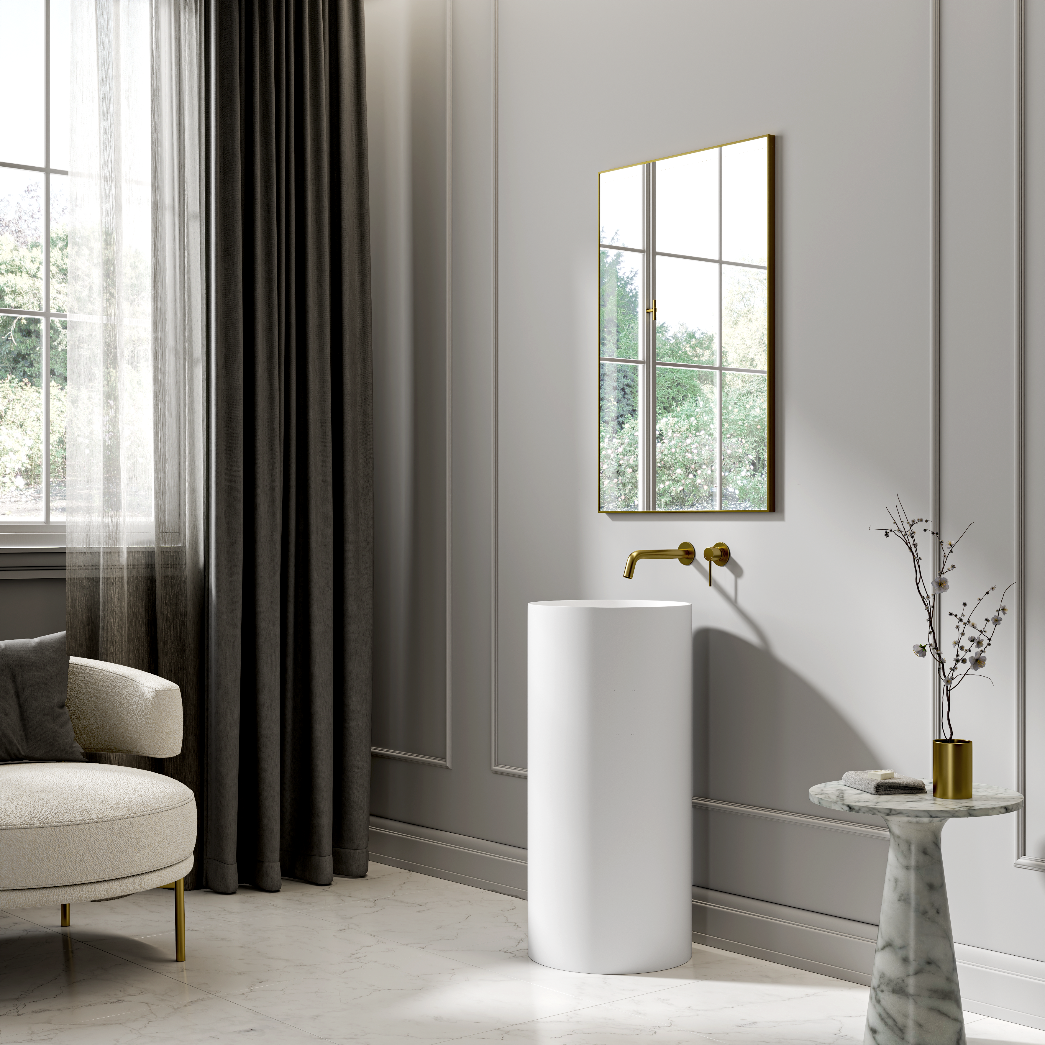Alderley Freestanding White Stone Basin 400mm