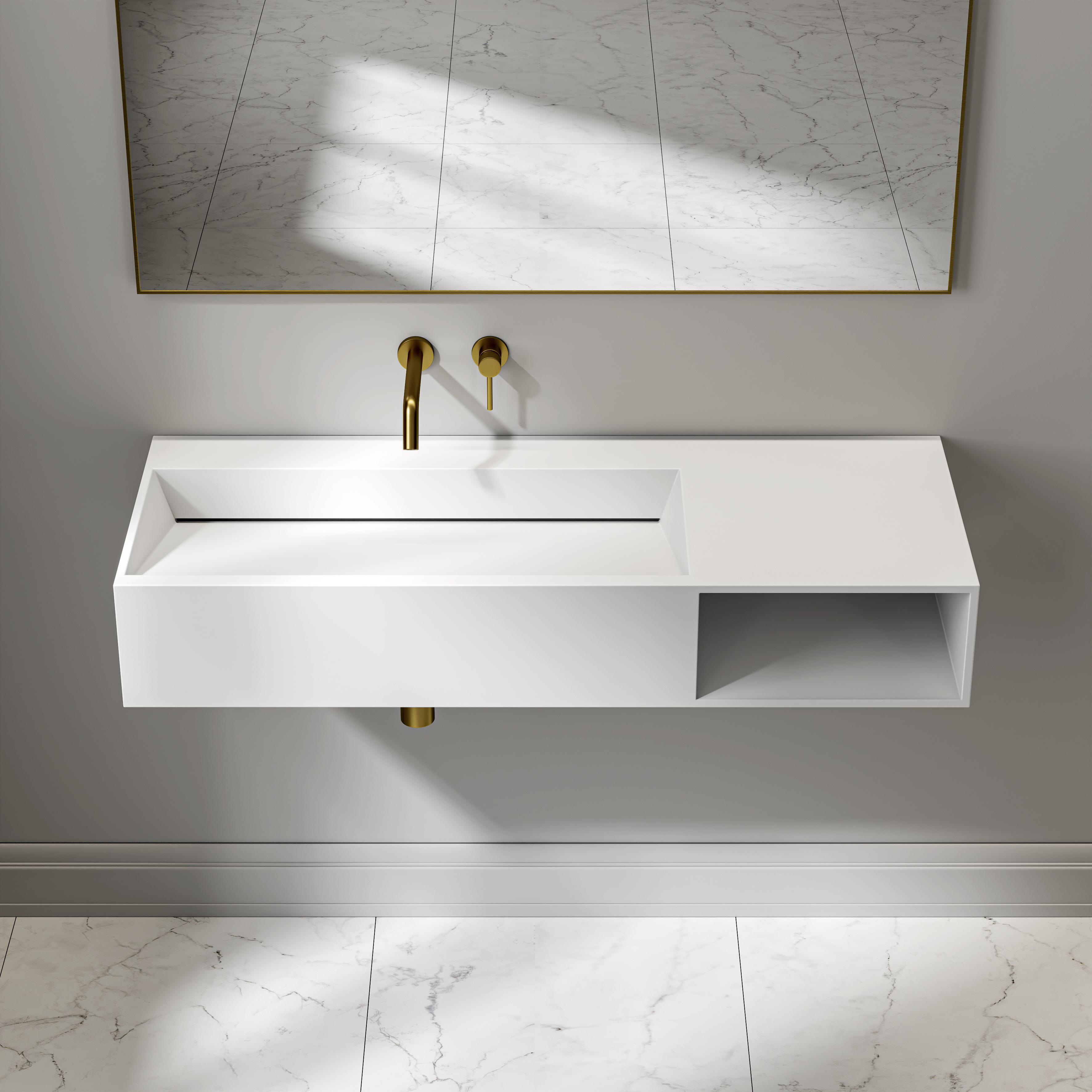 Gilbert Stone Basin Matte White 1200mm