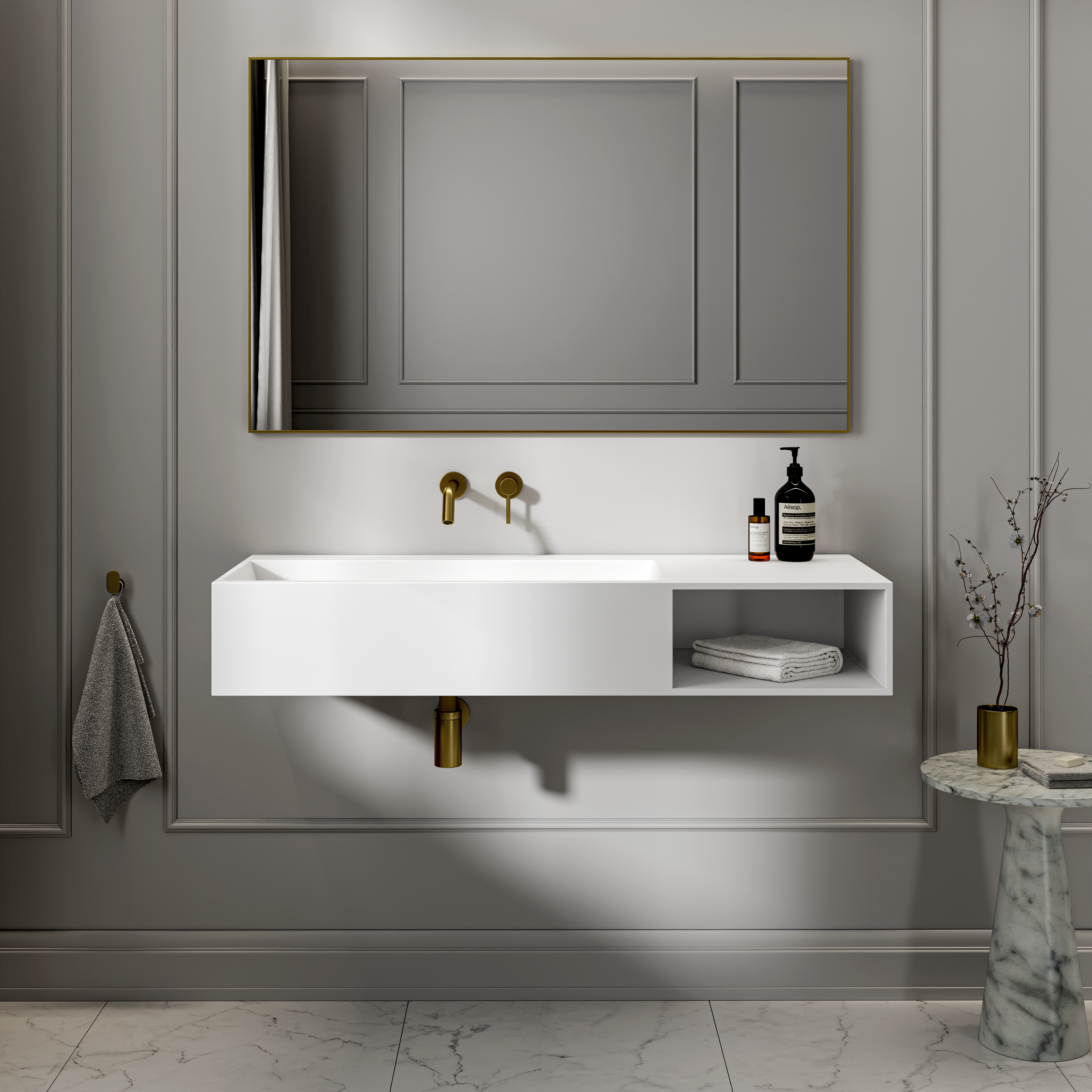 Gilbert Stone Basin Matte White 1200mm
