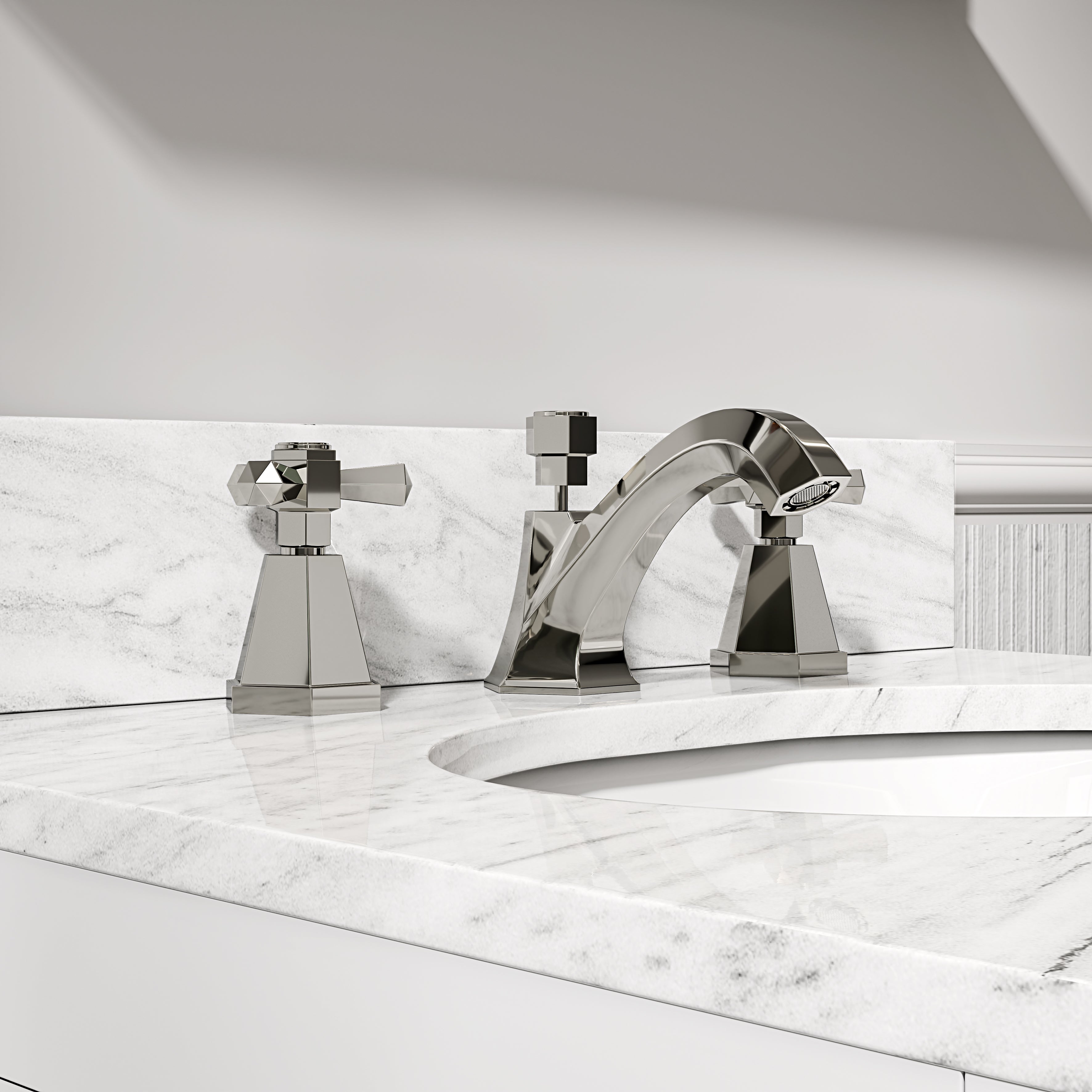 Arlington Polished Nickel Deck Mounted 3 hole Basin Mixer Tap