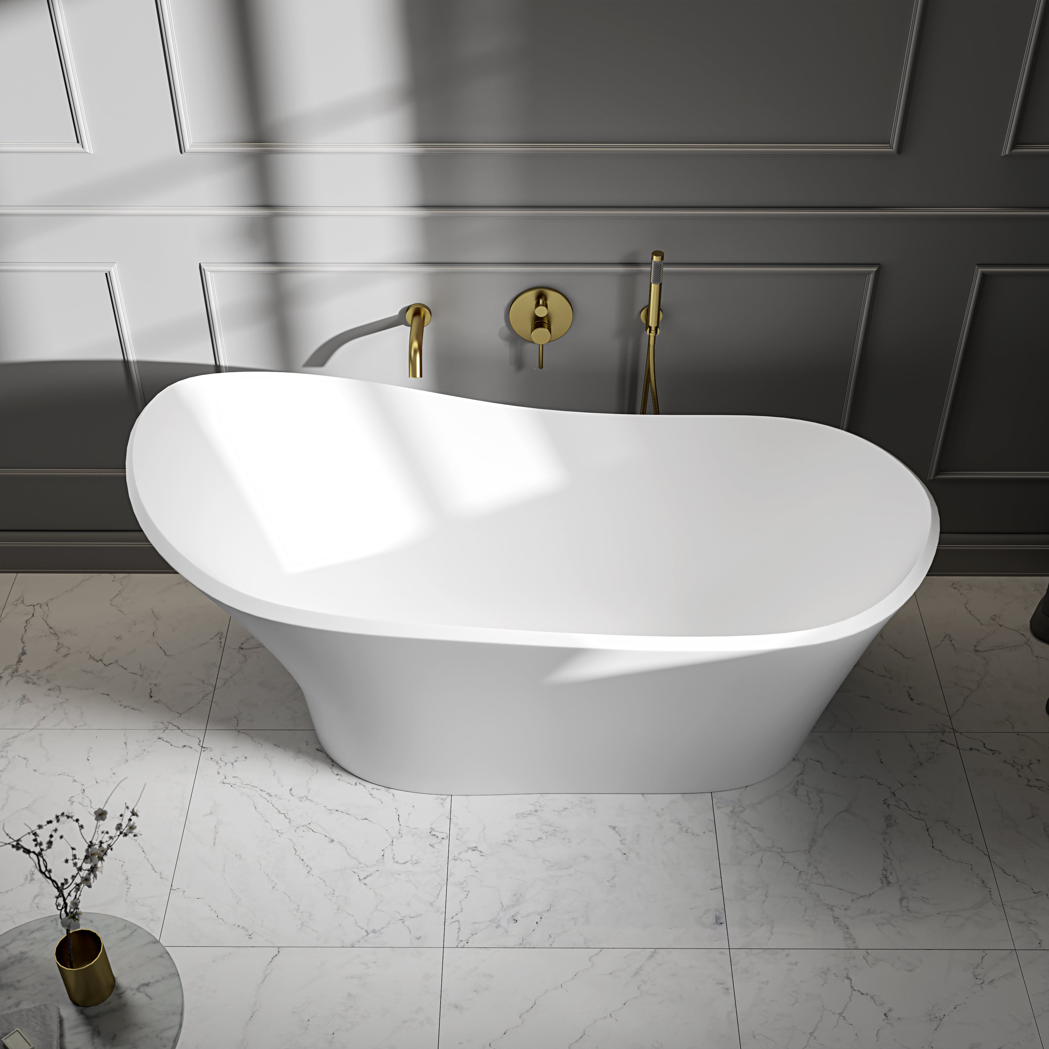 Hudson Freestanding White Stone Bath 1690mm