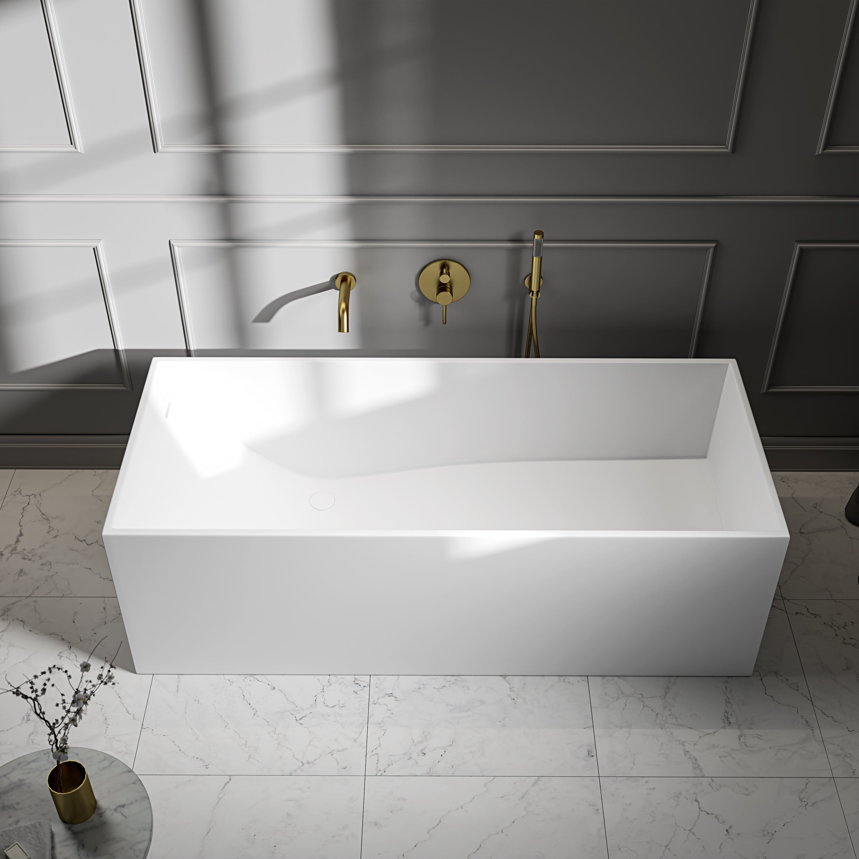Kirkby Freestanding White Stone Bath 1700mm
